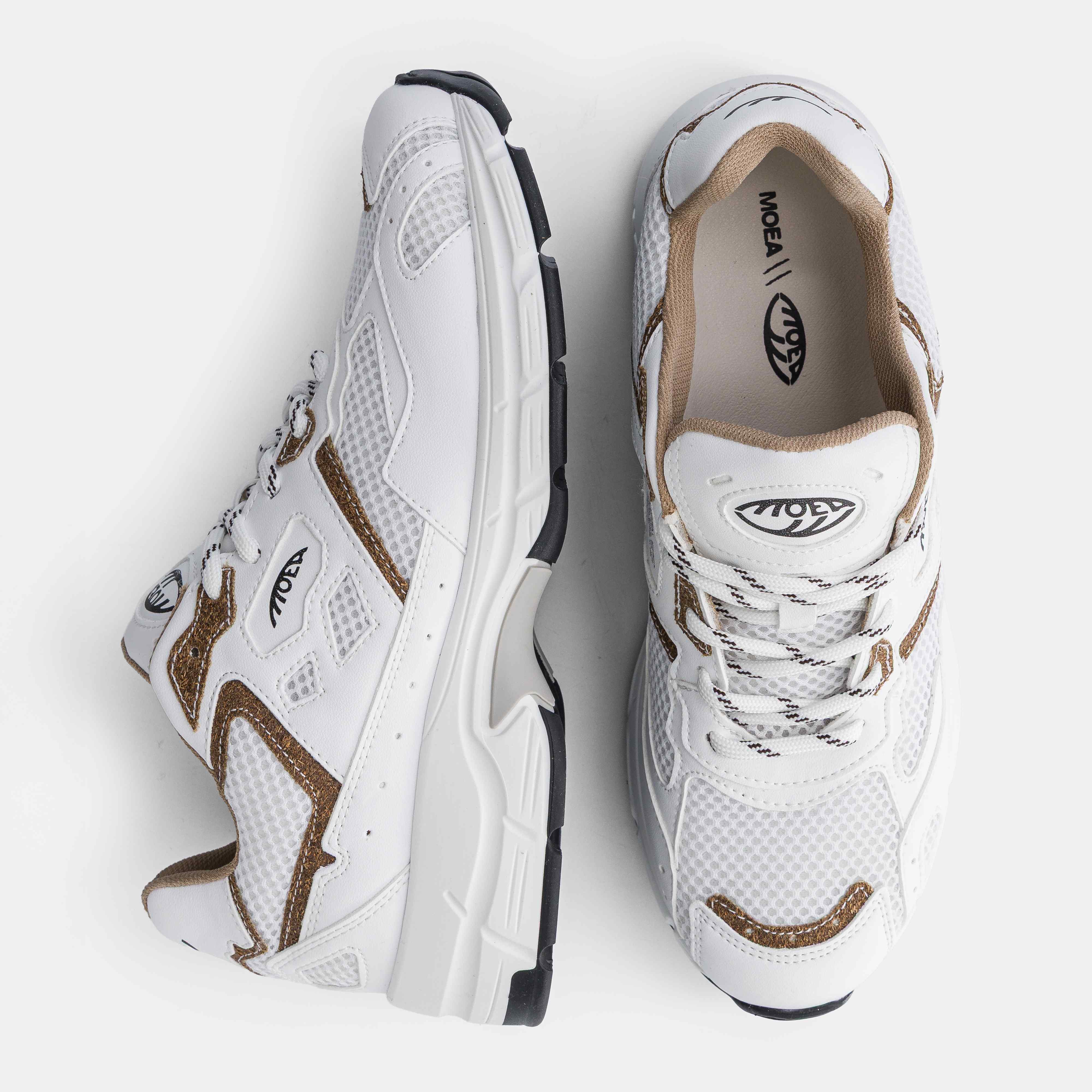 114608 - Herren vegan Sneaker Rush White & Brown Palm