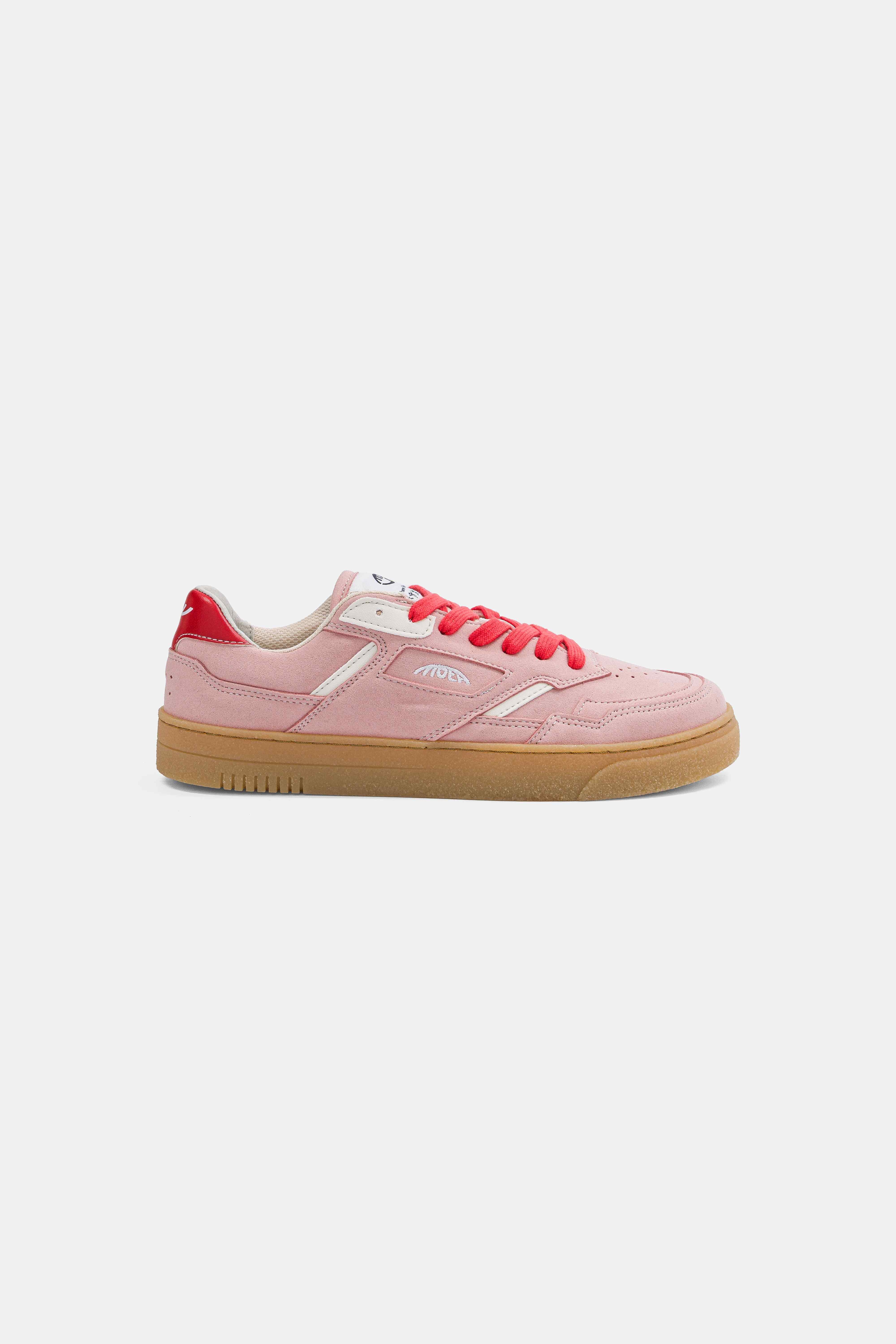 Image of MoEa mannen vegan Sneakers Origin Low Pink Vegan Suede & Beige Apple