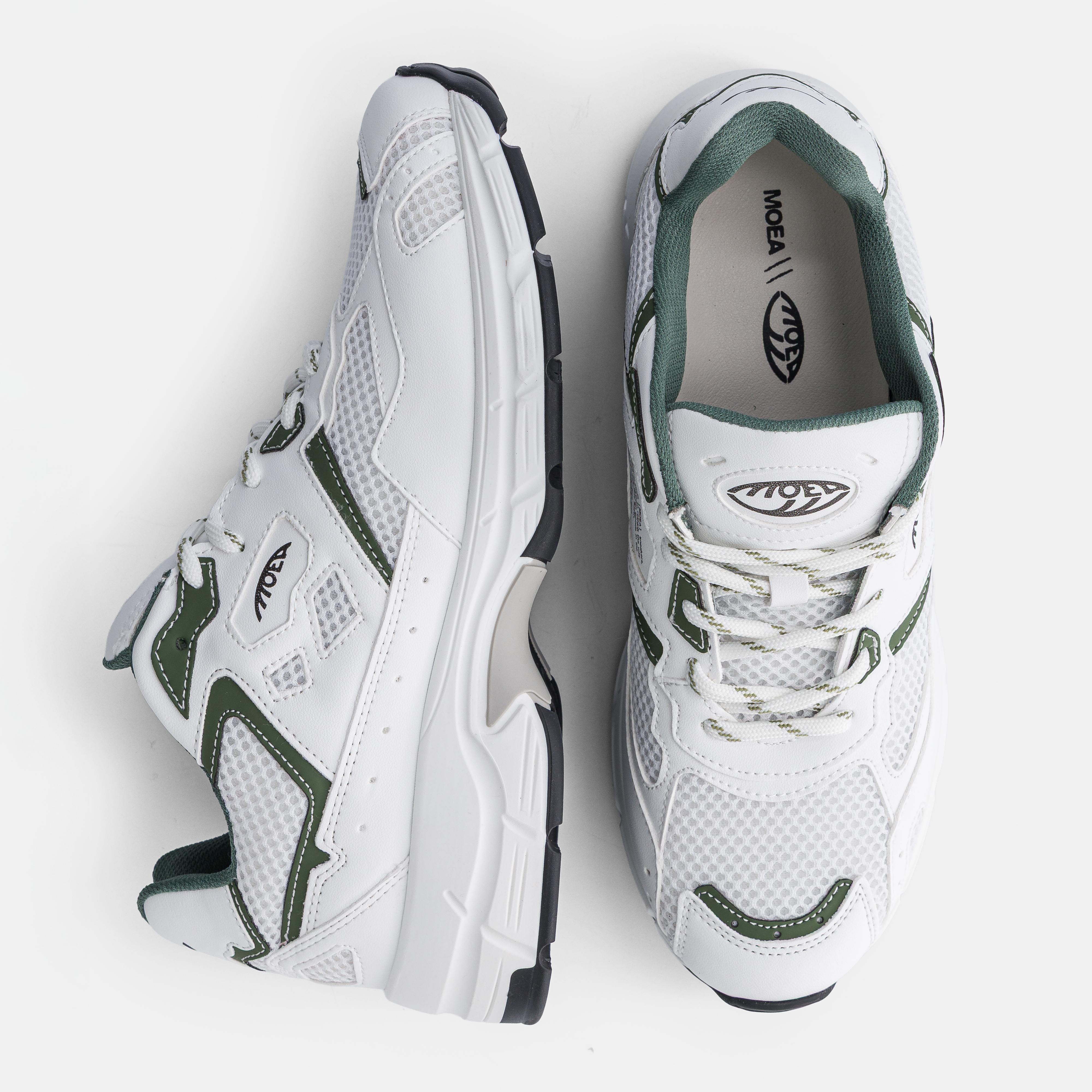 MoEa men vegan Sneakers Rush White & Green Apple