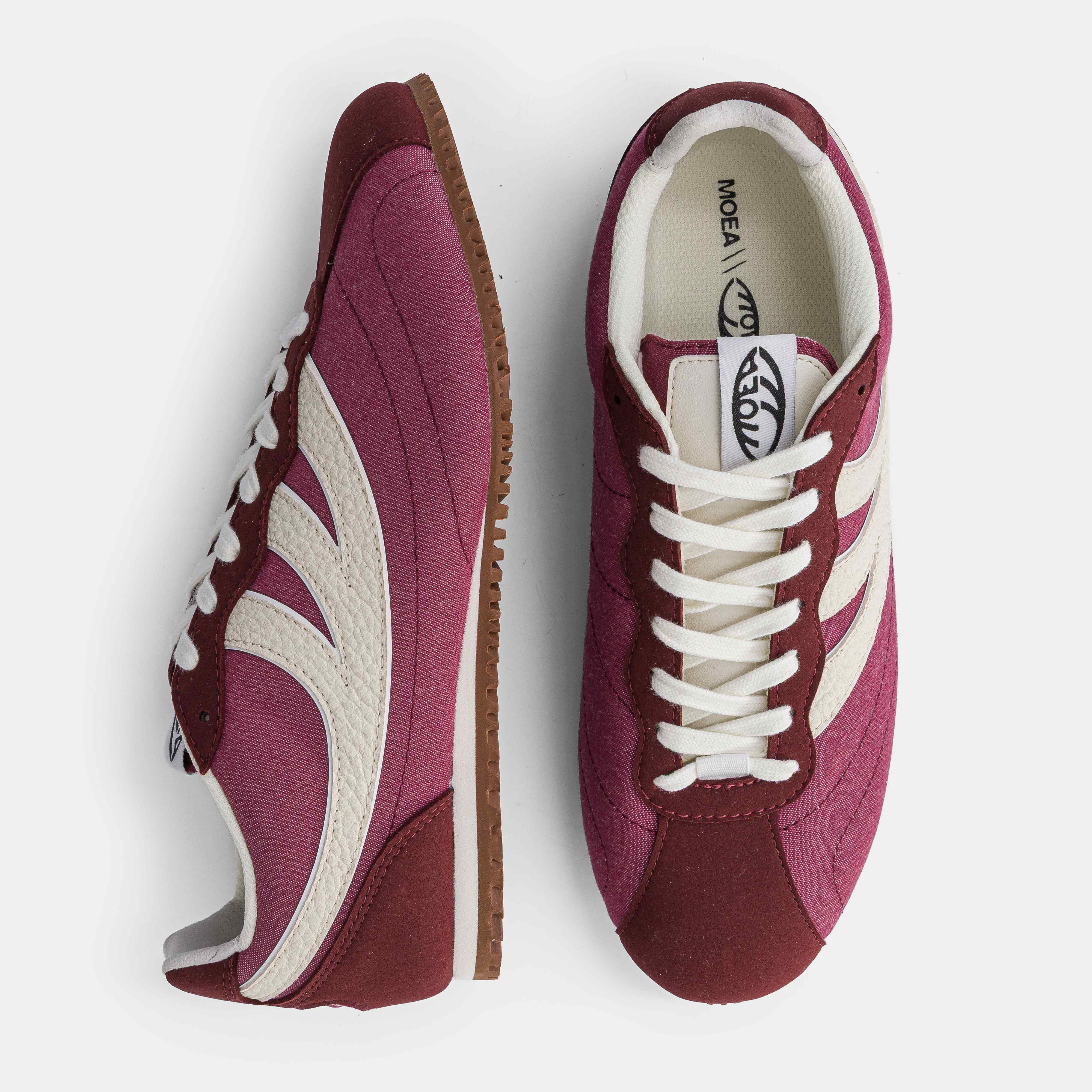 MoEa men vegan Sneakers Rise Bordeaux & Beige Mushroom