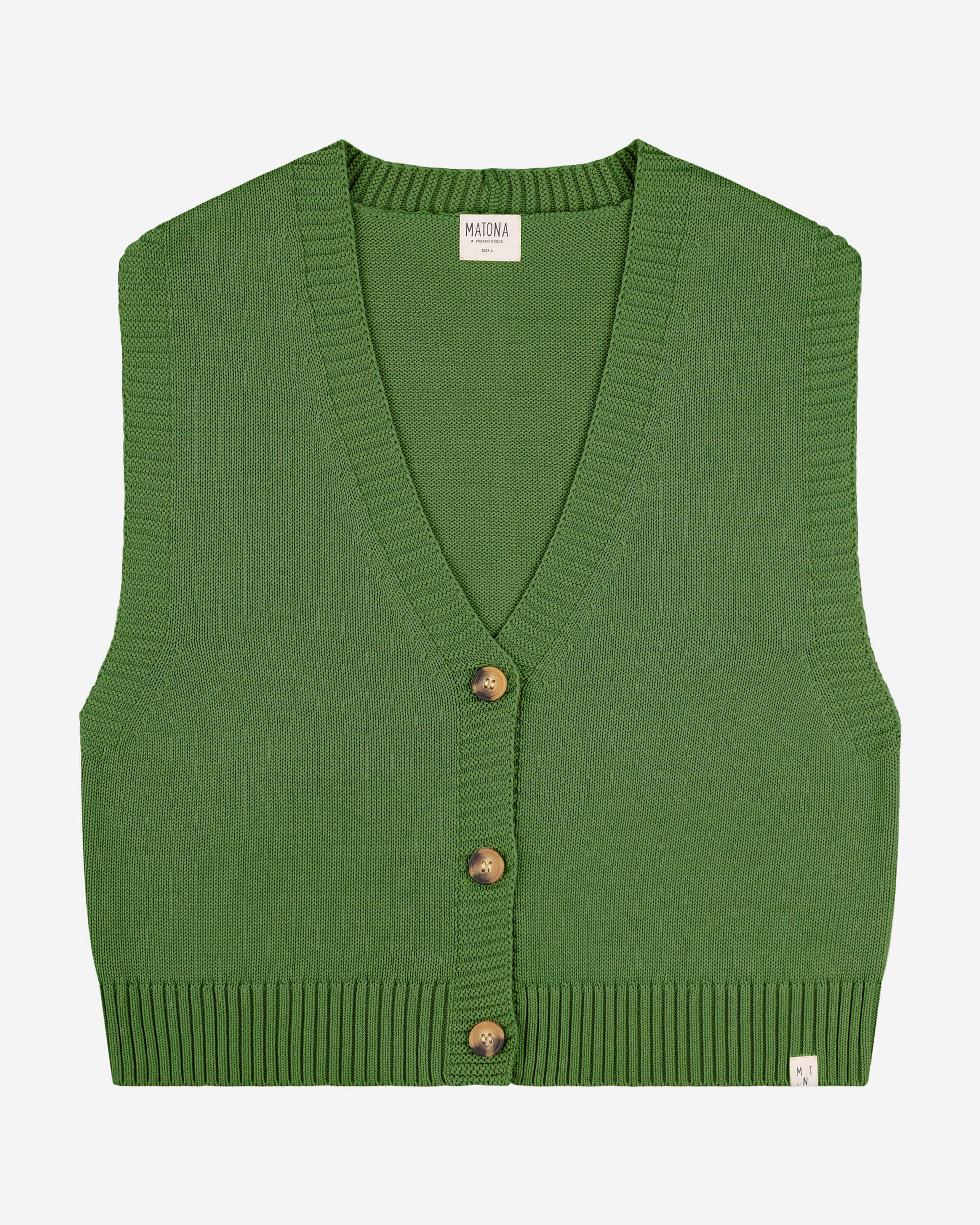 MATONA womens vegan Vest Boxy Knit Green