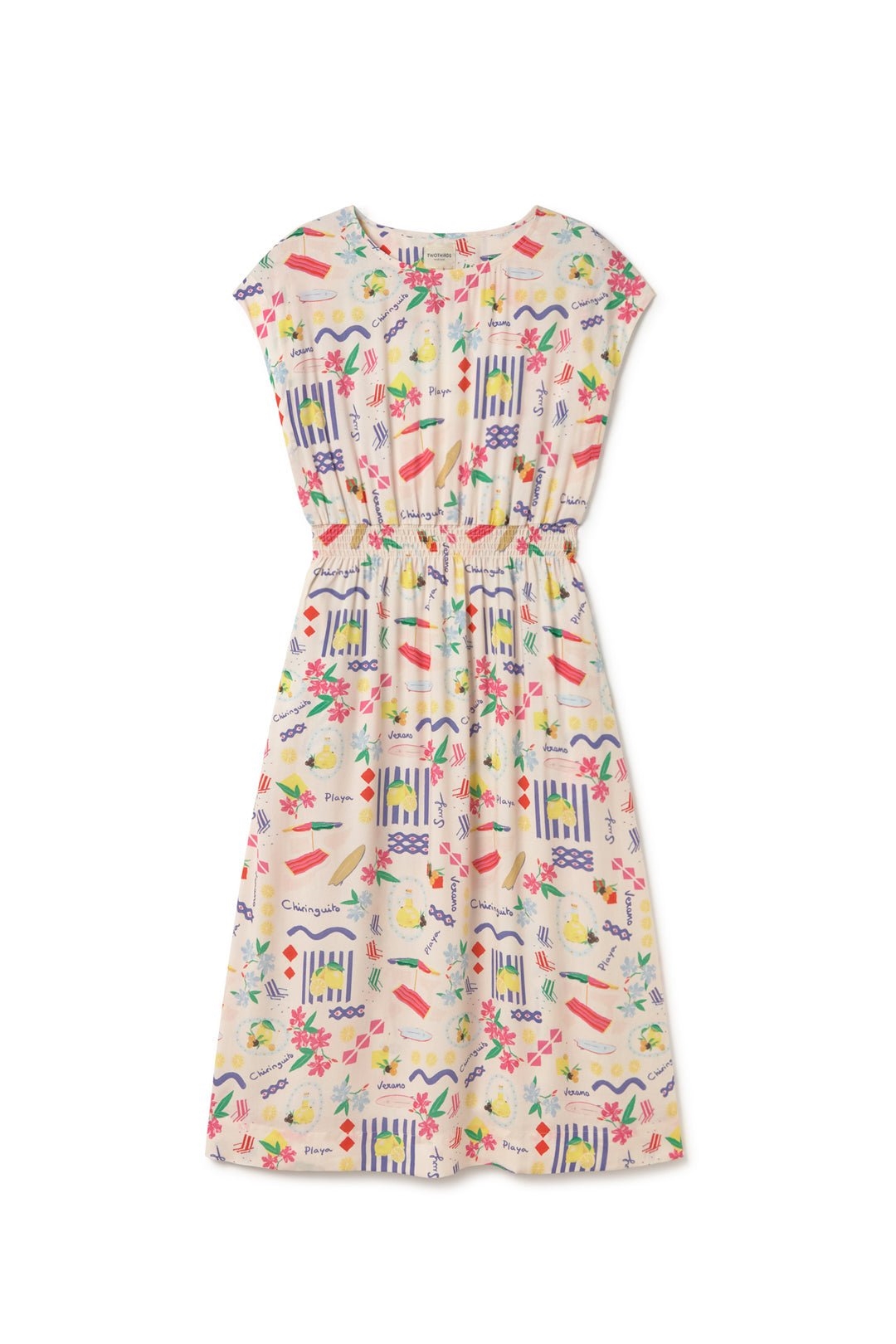 TWOTHIRDS Damen vegan Kleid Biodola Chiringuito Druck