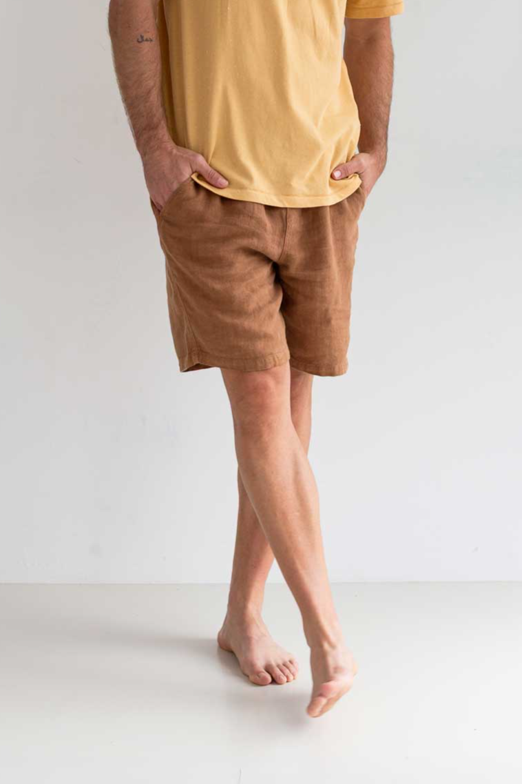 Image of TWOTHIRDS mannen vegan Shorts Bagaat Adobe Bruin