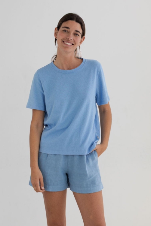 TWOTHIRDS Damen vegan Top Adele Denim Blue