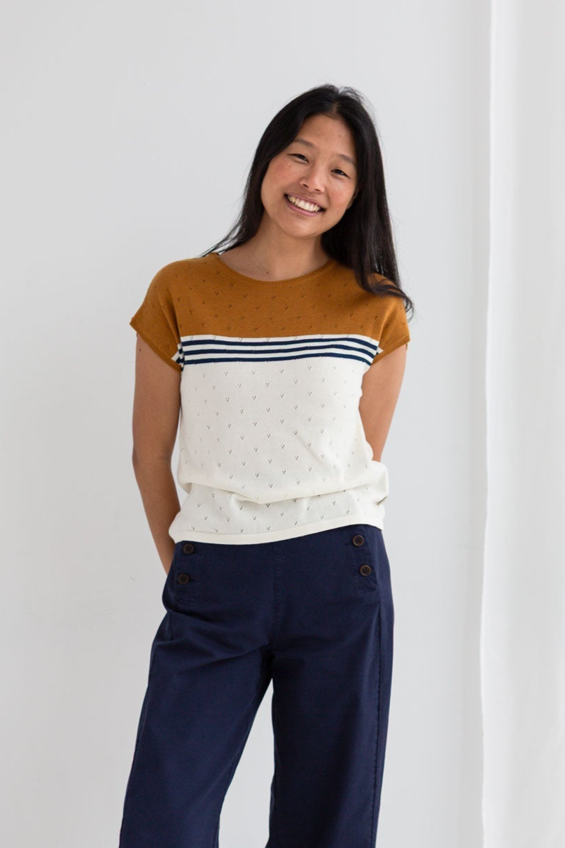 Image of TWOTHIRDS dames vegan Top Mariolu Ecru Mosterd