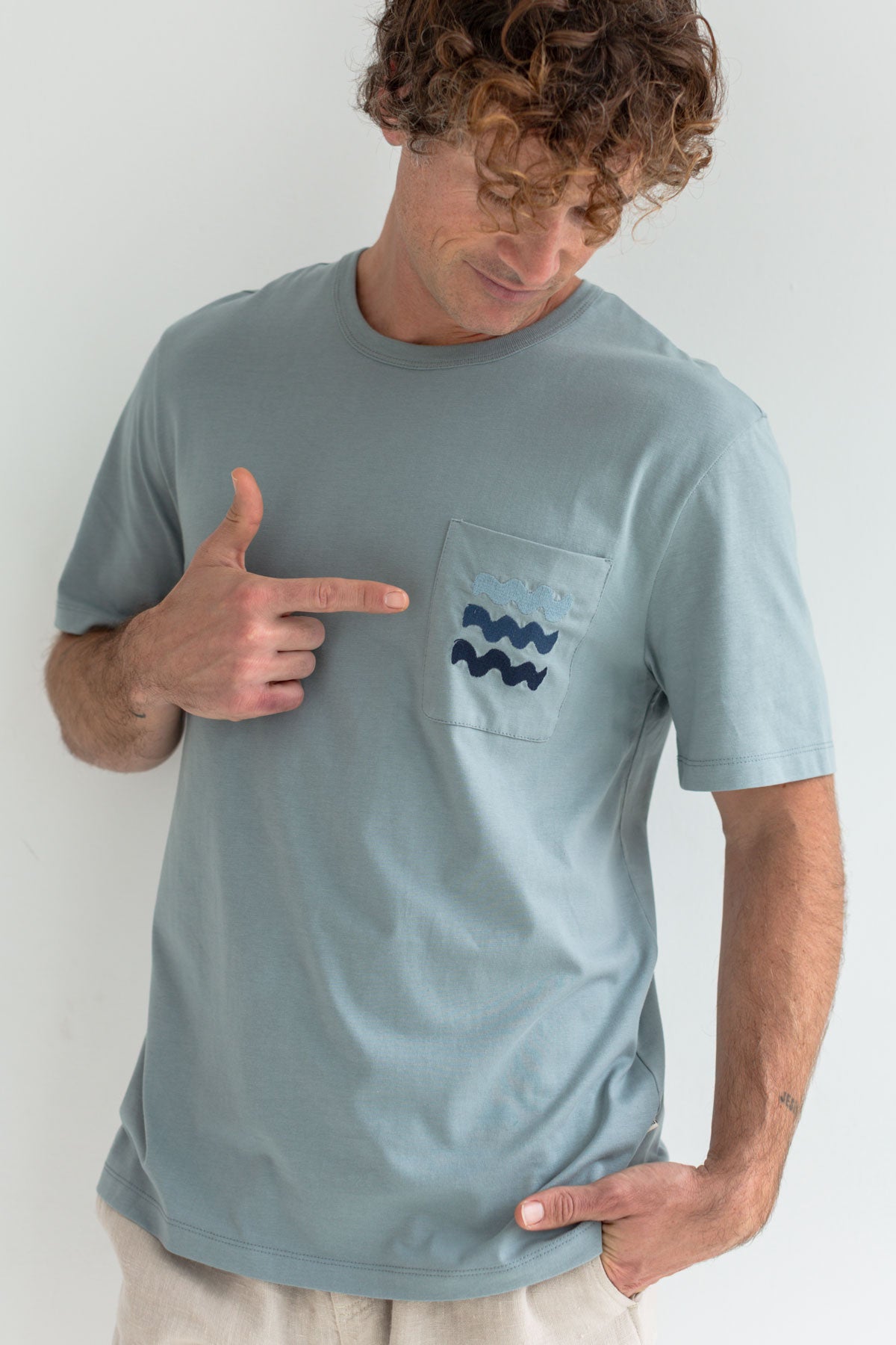 TWOTHIRDS Herren vegan T-Shirt Dunmoran Lead Sea Blue