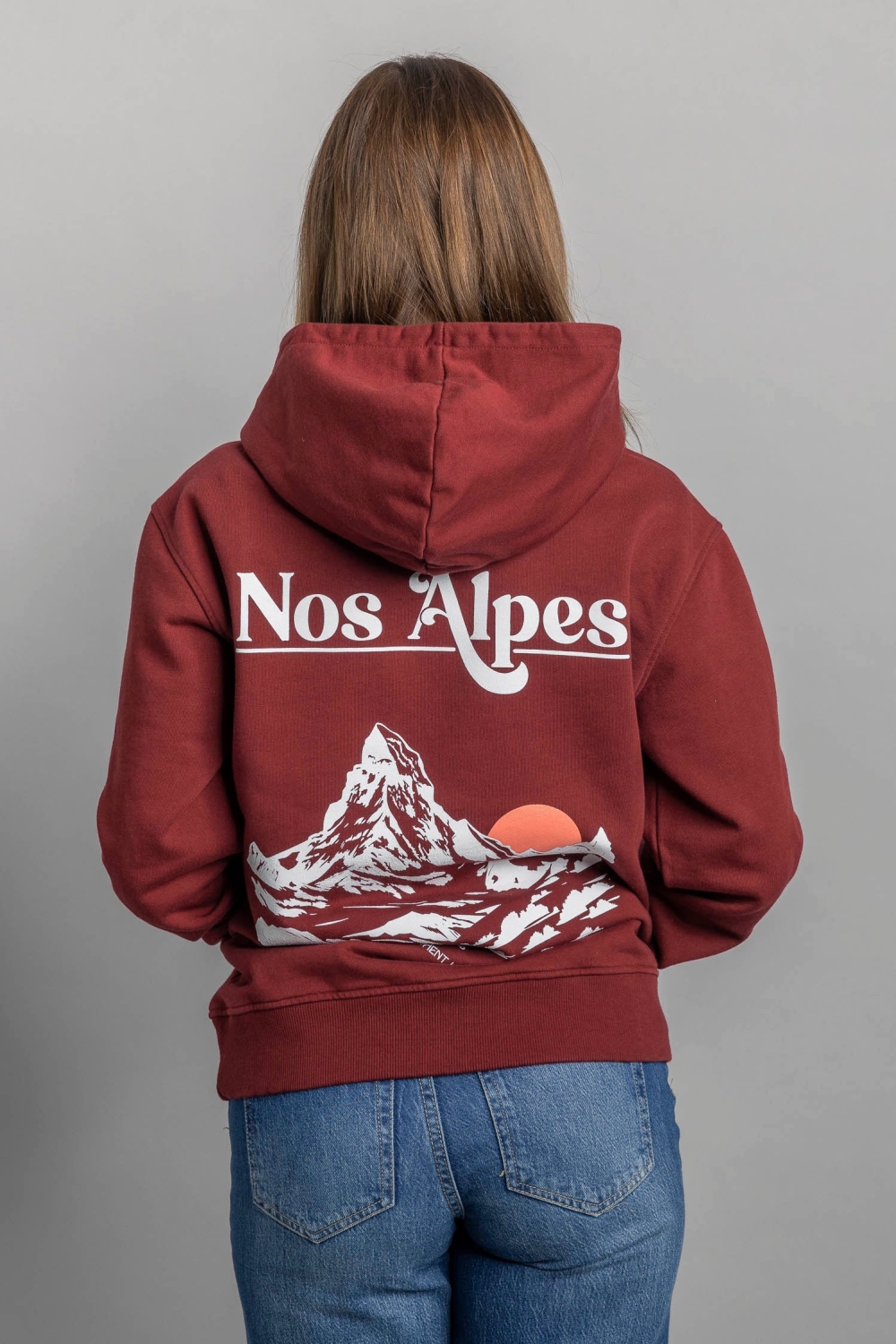 Image of DIRTS dames vegan Hoodie Nos Alpes Classic Royal Burgundy