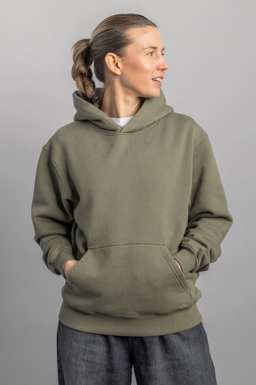 Image of DIRTS mannen vegan Hoodie Oversized In Stoffige Olijfgroen