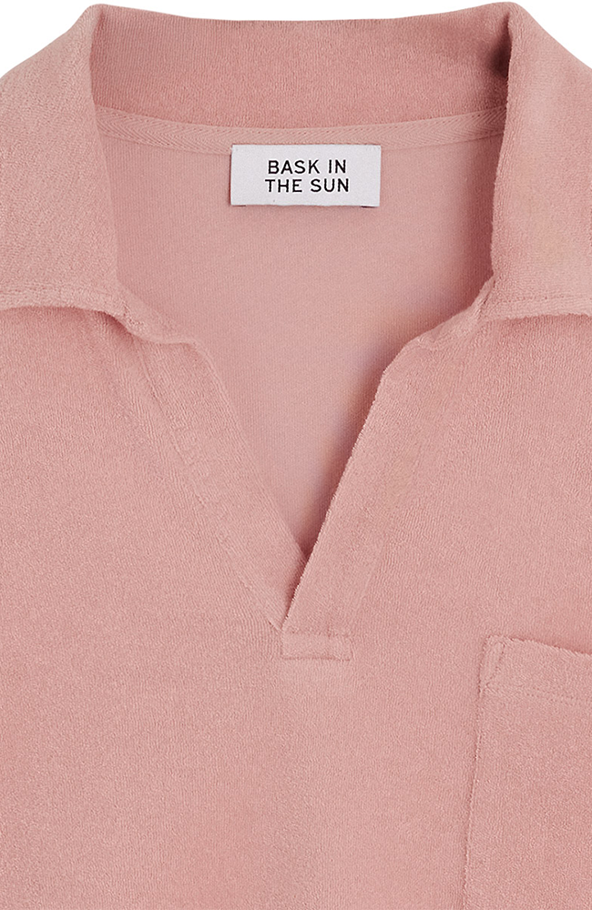 Bask in the Sun men vegan Polo Shirt Flamingo Pink