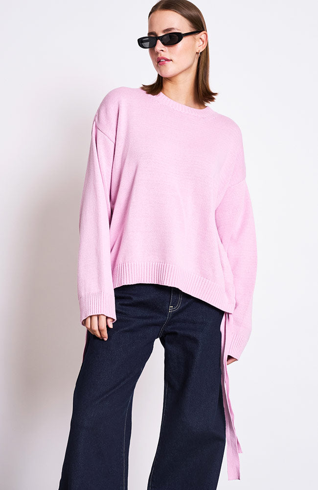 Image of JAN 'N JUNE dames vegan Trui Caper Stropdas Lichtorchidee