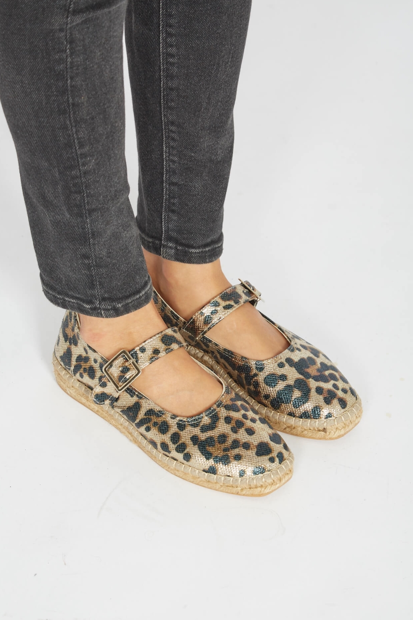Image of Momoc dames vegan Platte Luipaardprint Zwart & Bruin