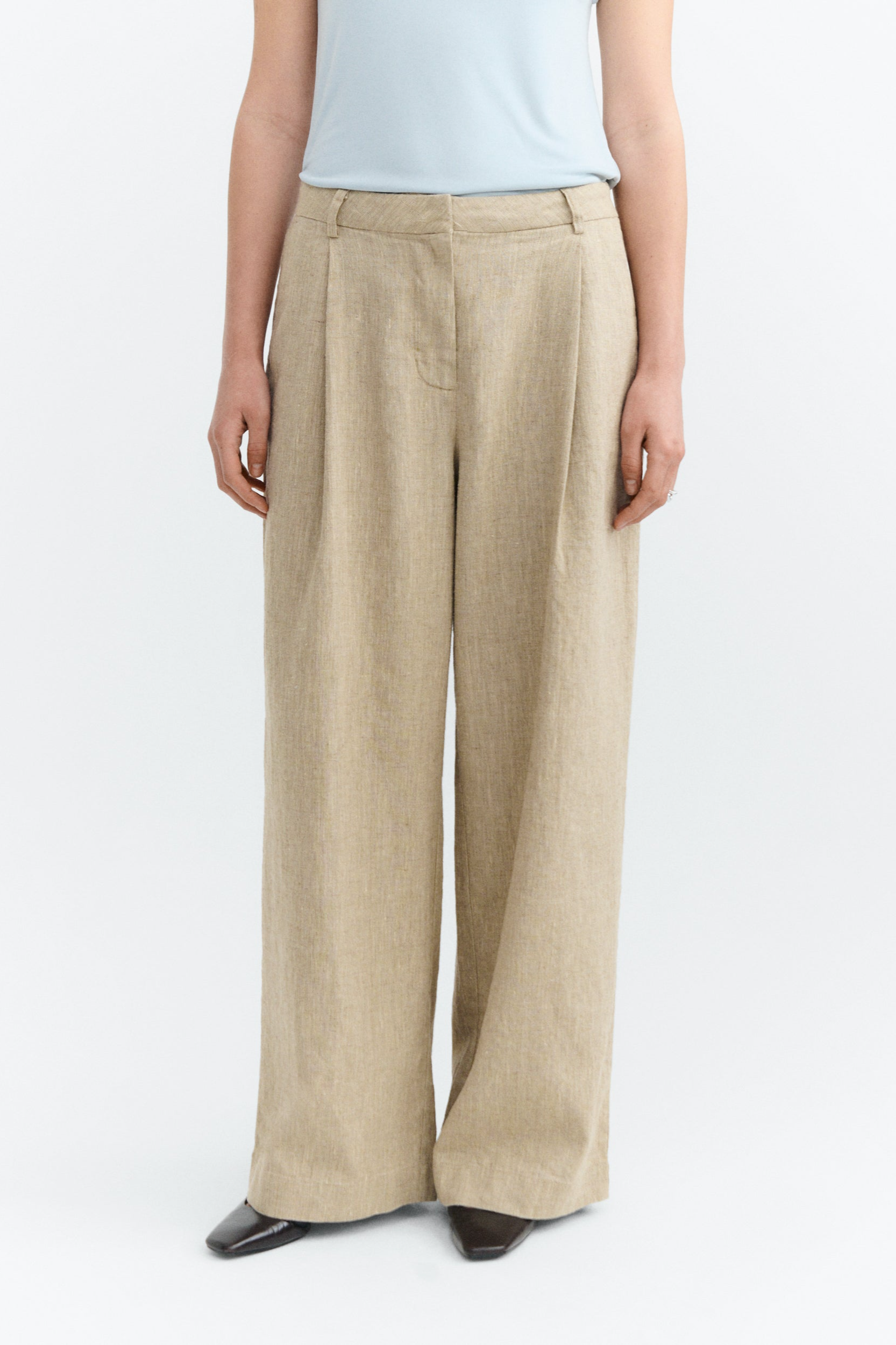 Image of Thinking MU dames vegan Broek Met Wijde Pijpen, Patti Raw Ecru
