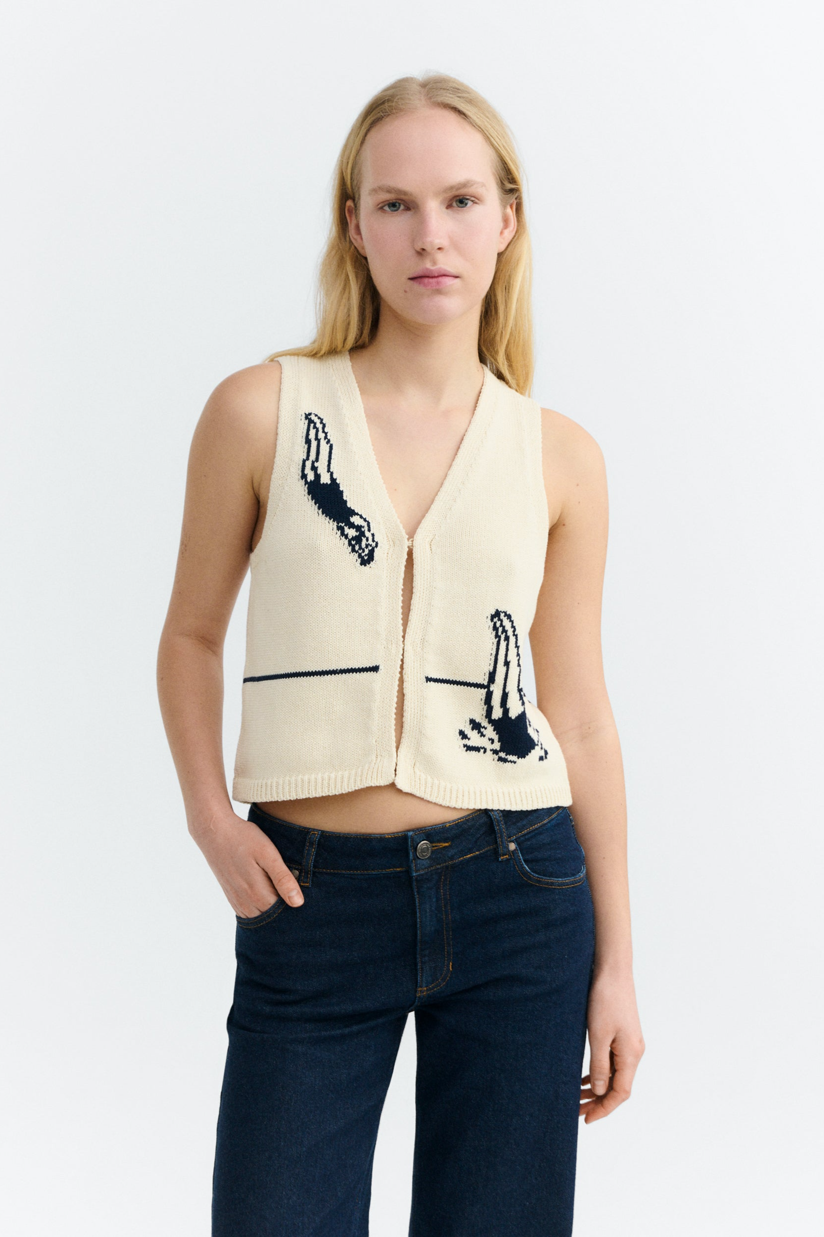 Image of Thinking MU dames vegan Vest Swimmers Robbie Ecru