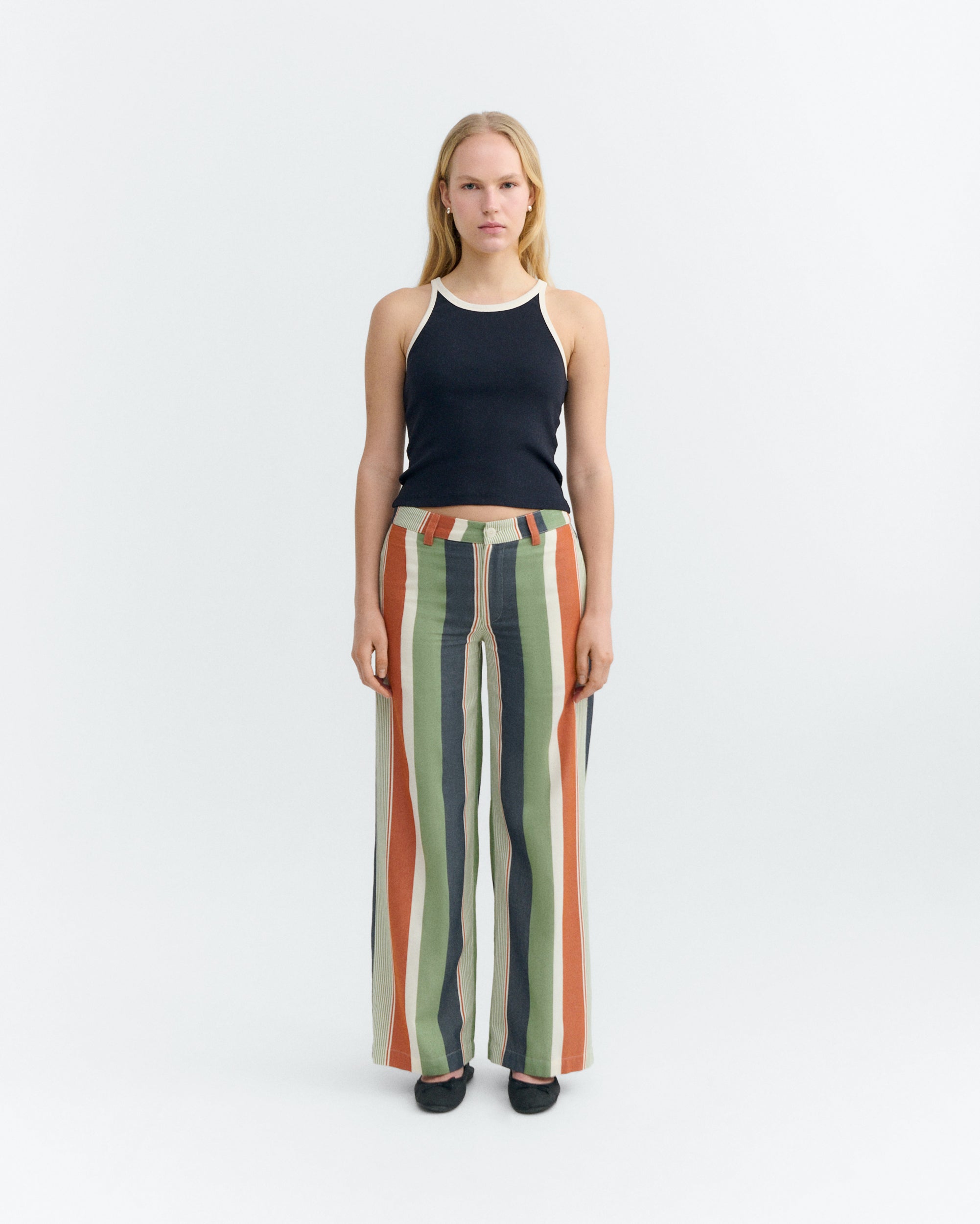 Thinking MU Top Harriet Marineblauw Wit Contrast