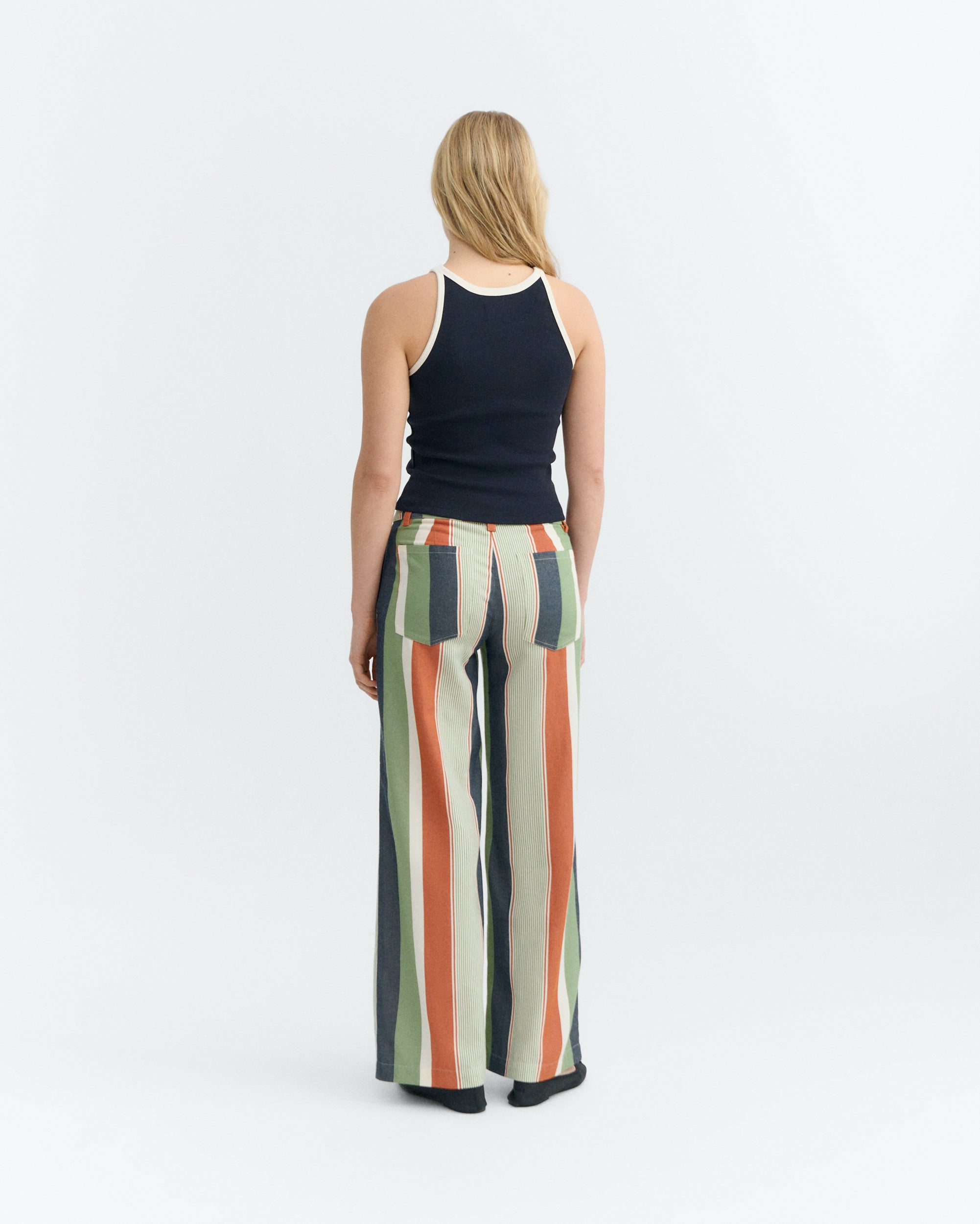 Thinking MU Top Harriet Marineblauw Wit Contrast