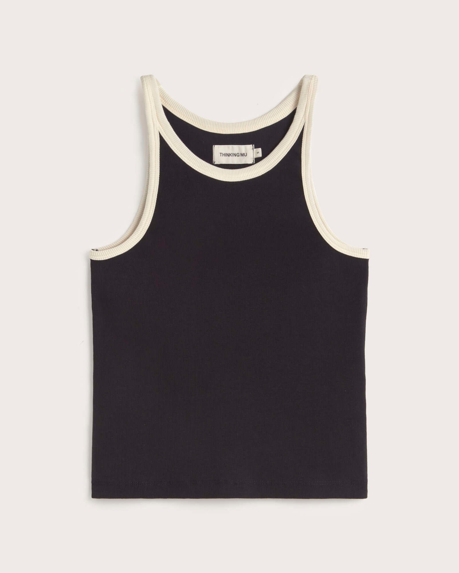 Thinking MU Top Harriet Marineblauw Wit Contrast