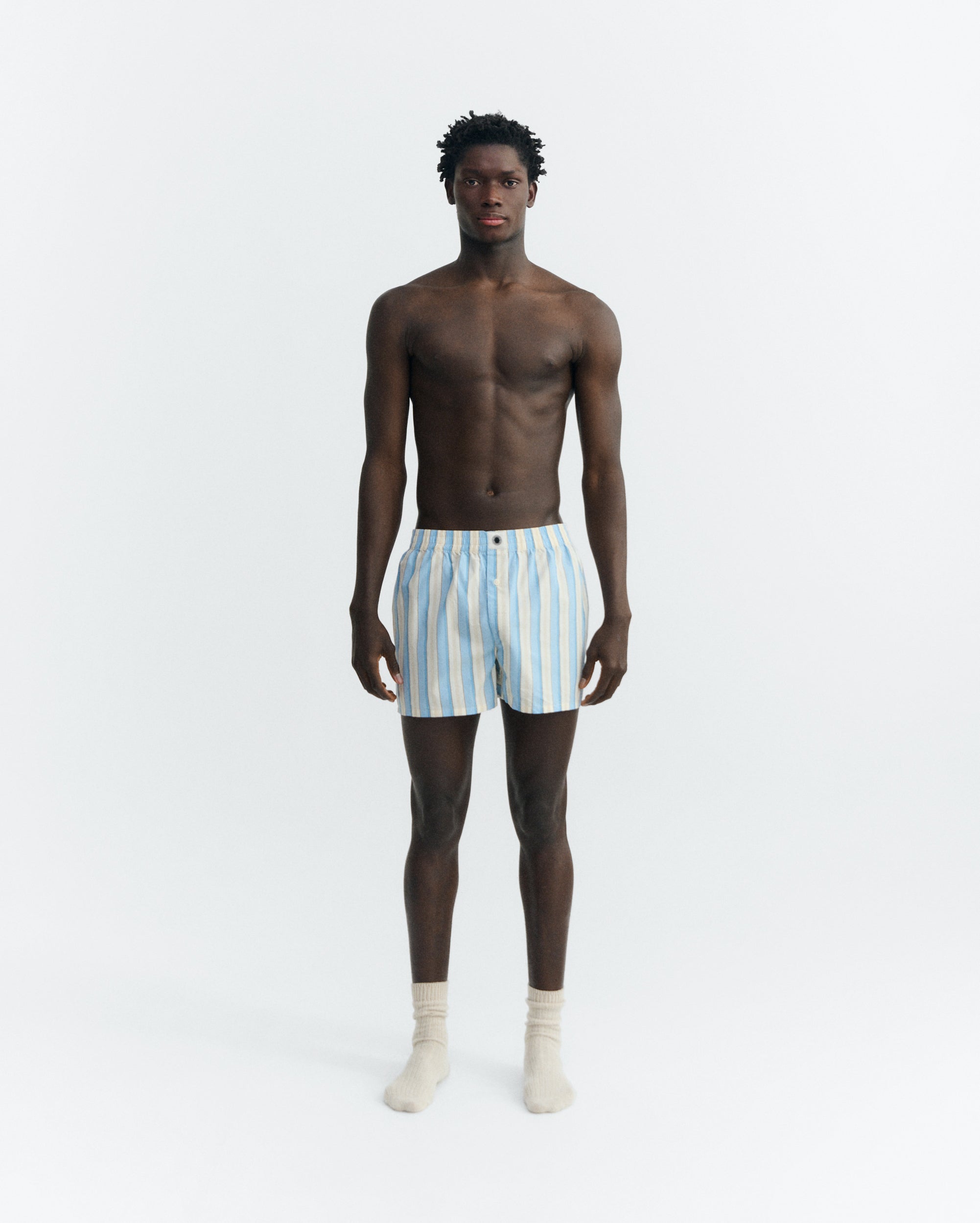 Thinking MU men vegan Boxers Poplin Messina Striped Blue