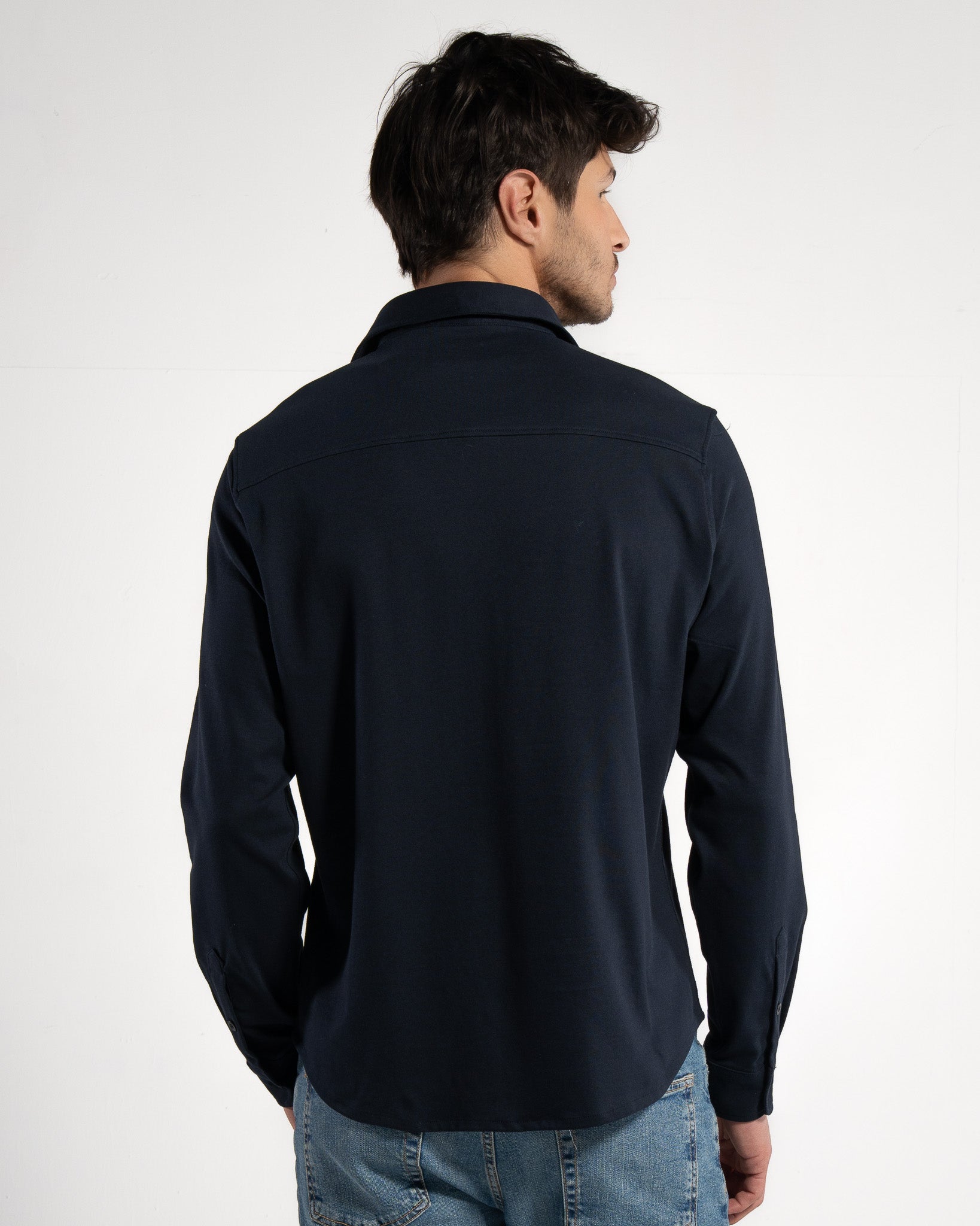 GORG men vegan Shirt Piqué Long Sleeve Navy