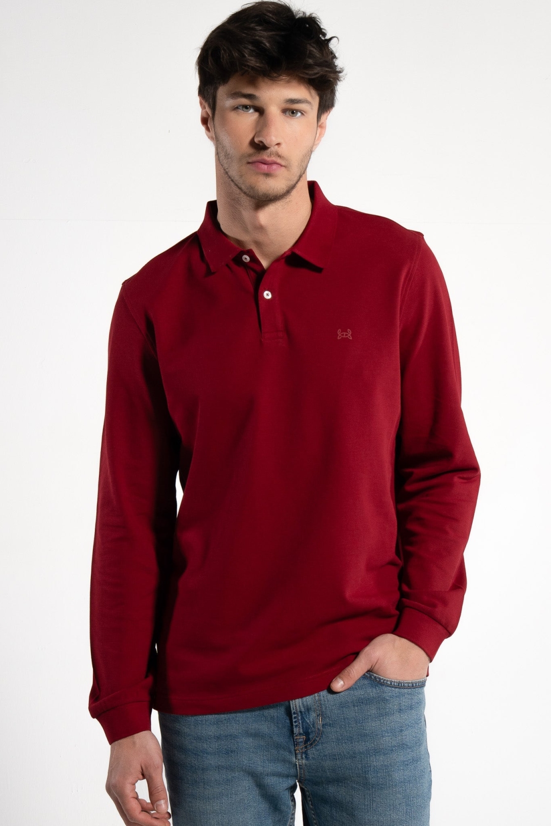 GORG men vegan Polo Shirt Long Sleeve Bordeaux