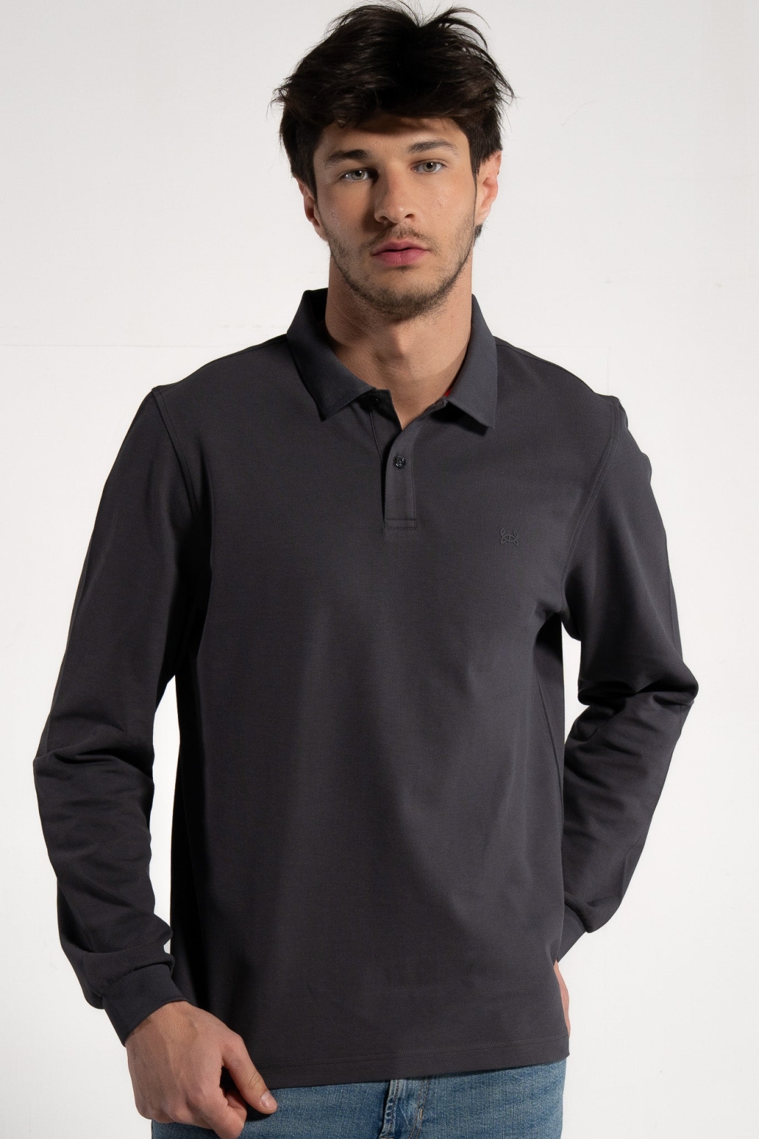 GORG men vegan Polo Shirt Long Sleeve Anthracite