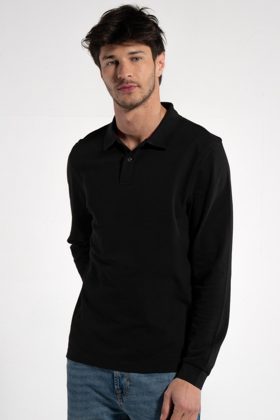 GORG men vegan Polo Shirt Long Sleeve Black