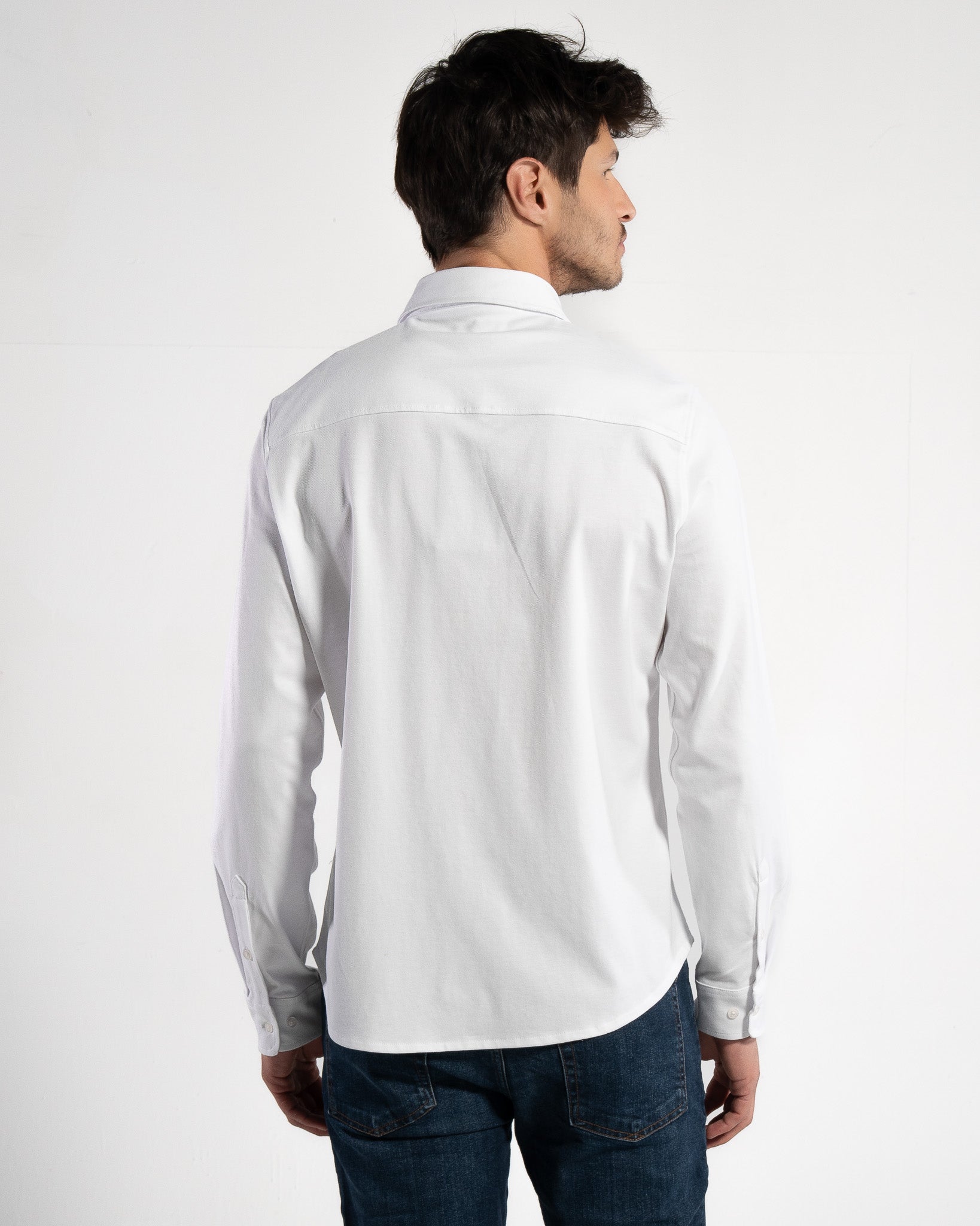 GORG men vegan Shirt Piqué Long Sleeve White