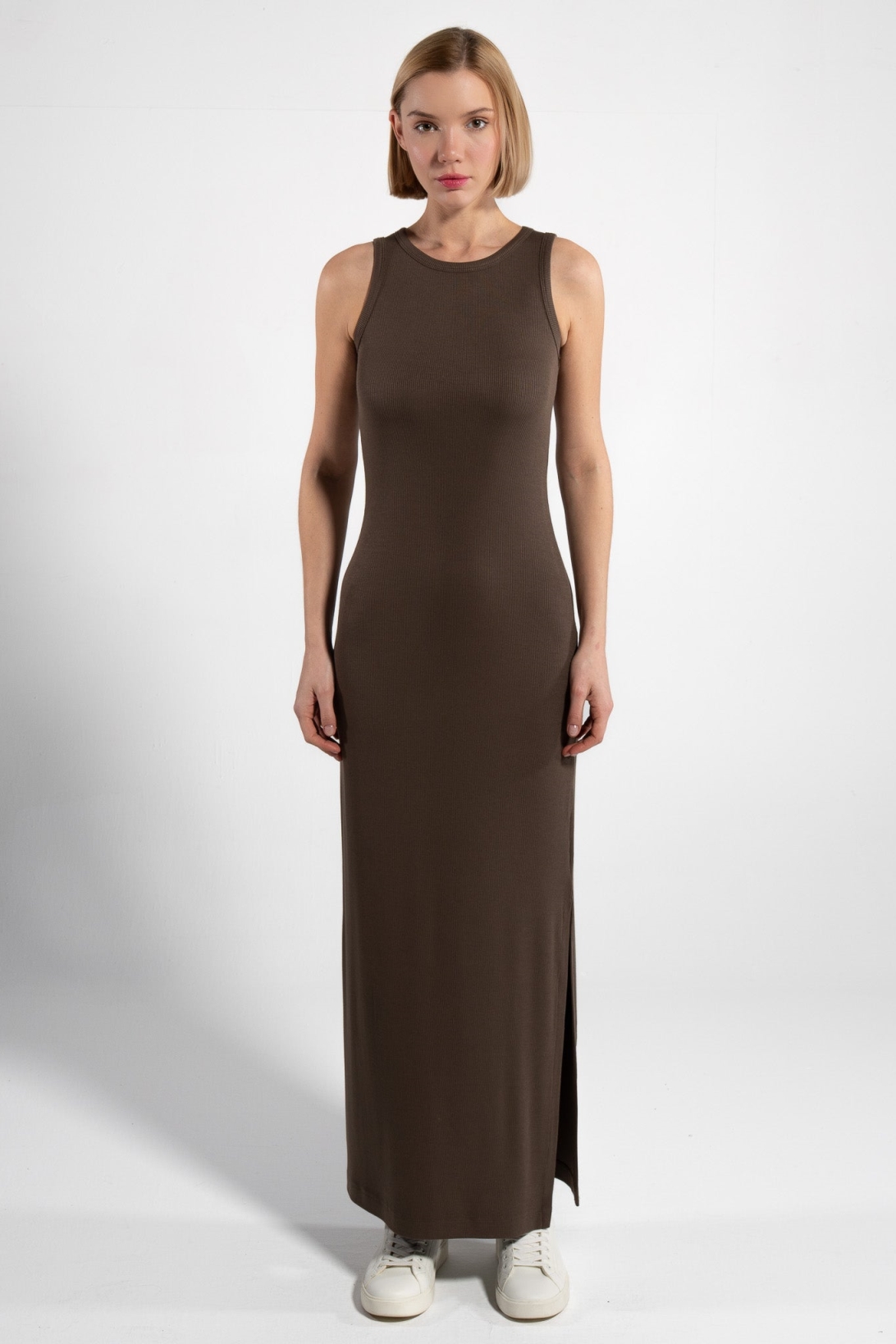 GORG Damen vegan Kleid &Atilde;&bdquo;rmellos Olivbraun
