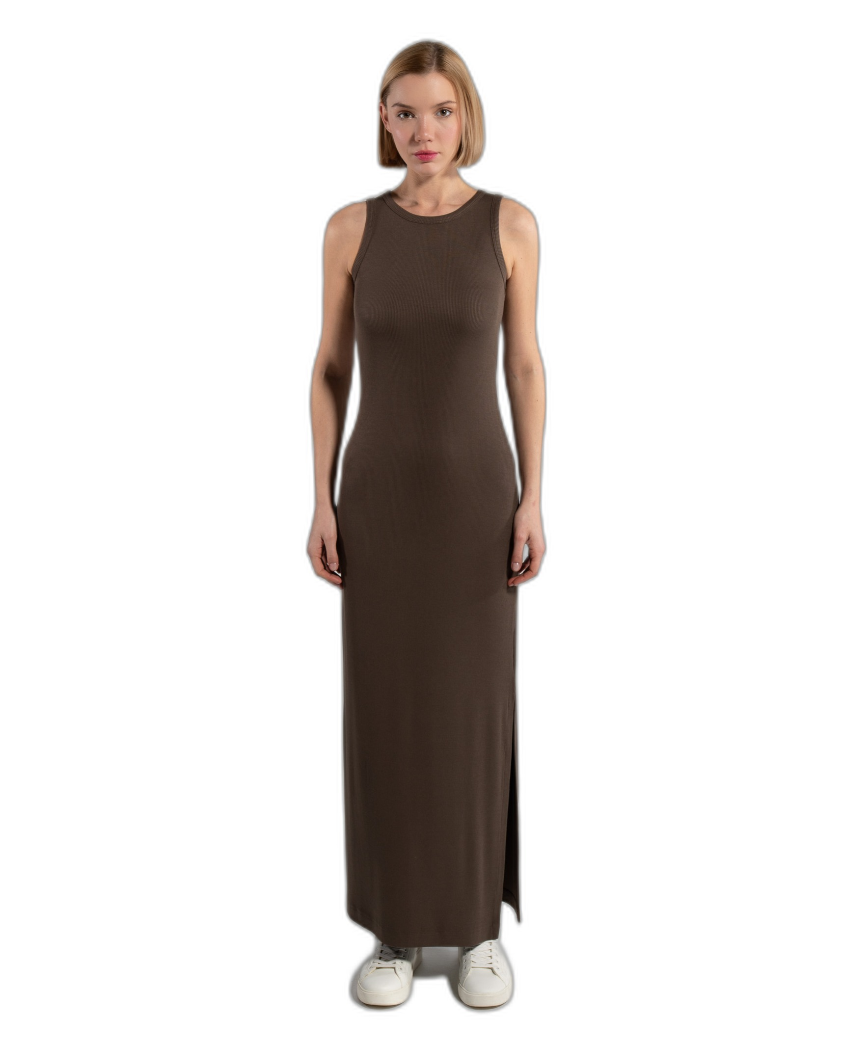 GORG womens vegan Dress Sleeveless Olive Brown