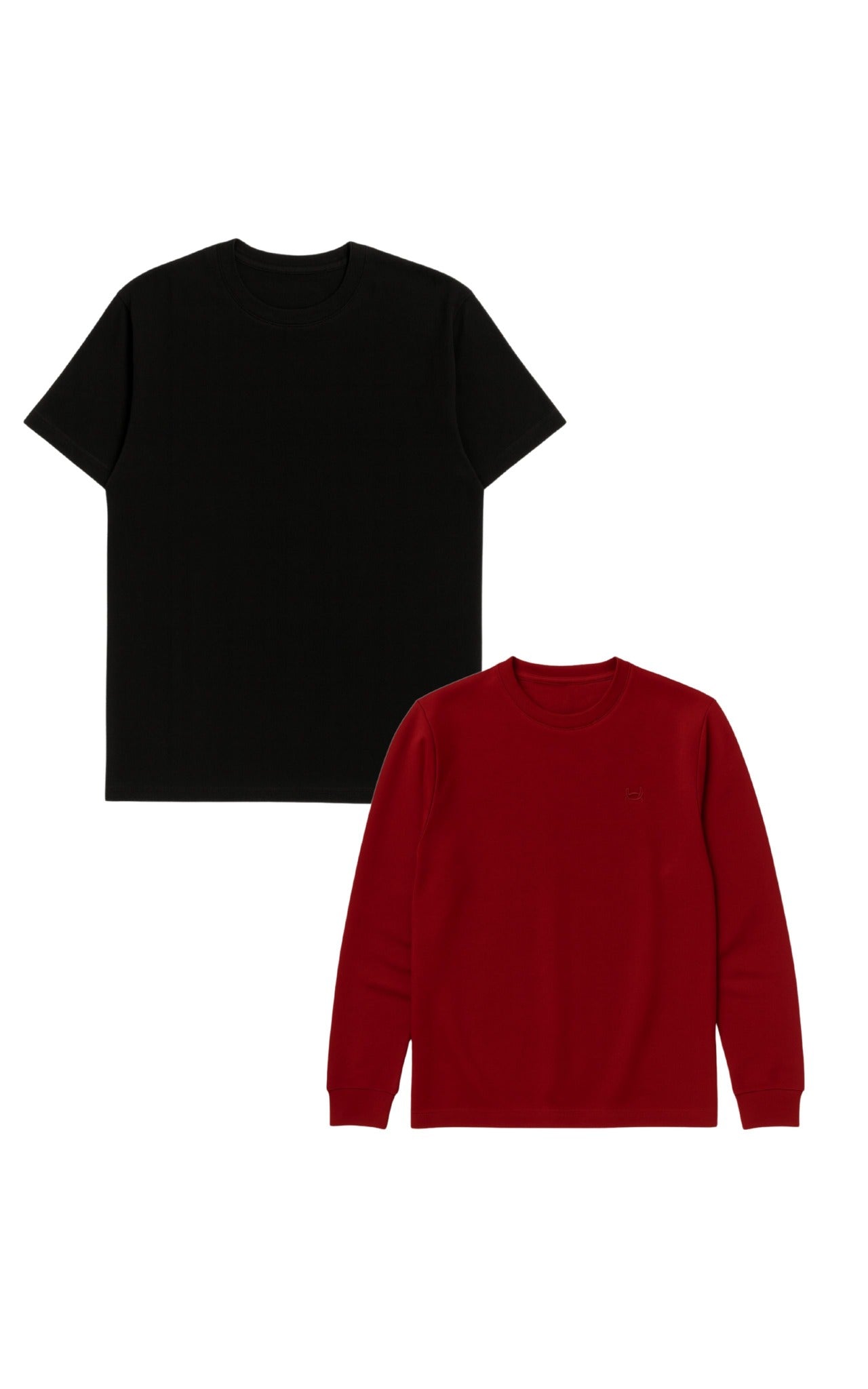 GORG Herren vegan Set T-Shirt & Sweatshirt Schwarz/Bordeaux