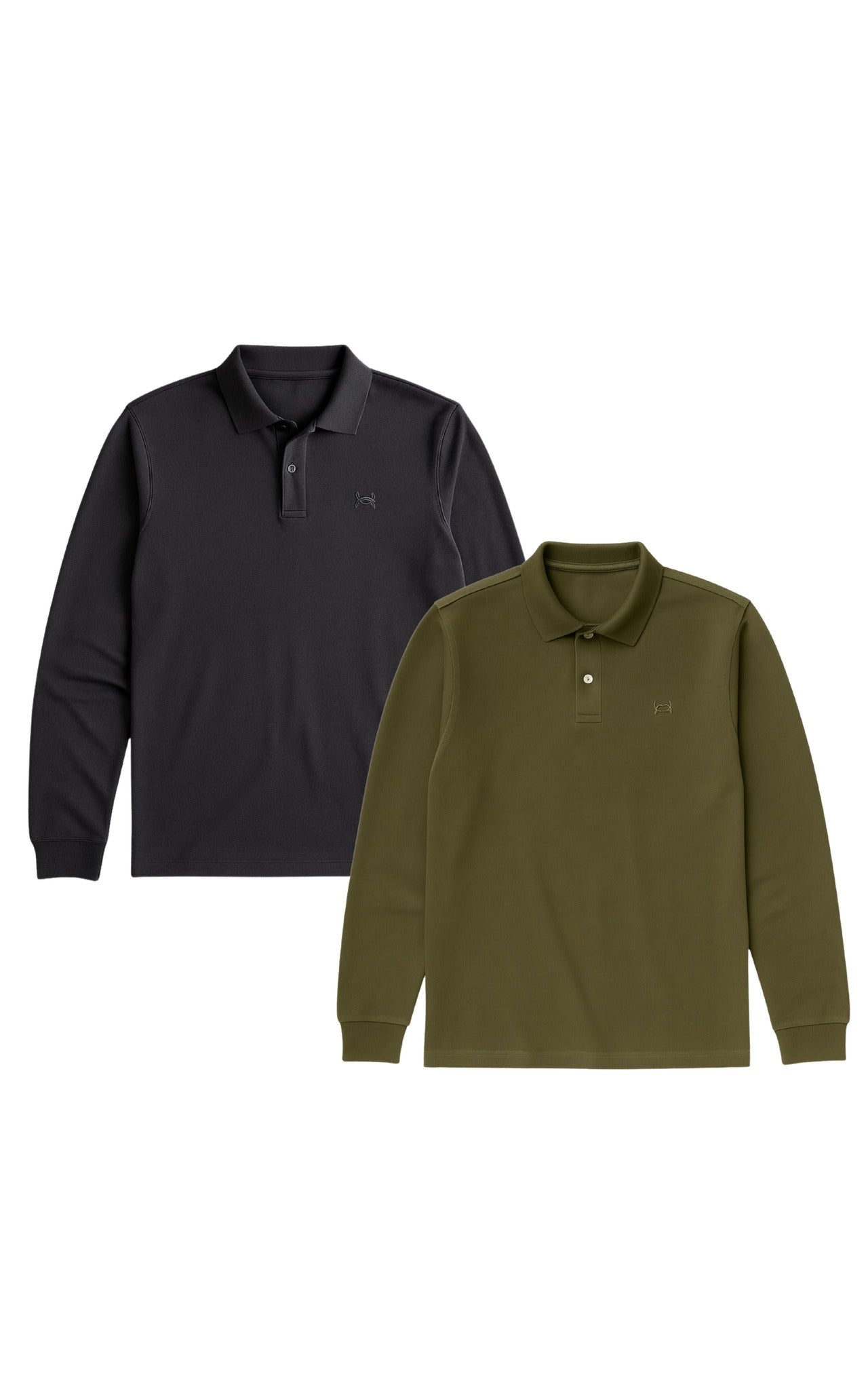 Image of GORG mannen vegan Multipack 2 Poloshirts Met Lange Mouwen In Antraciet/Druivenbladmotief