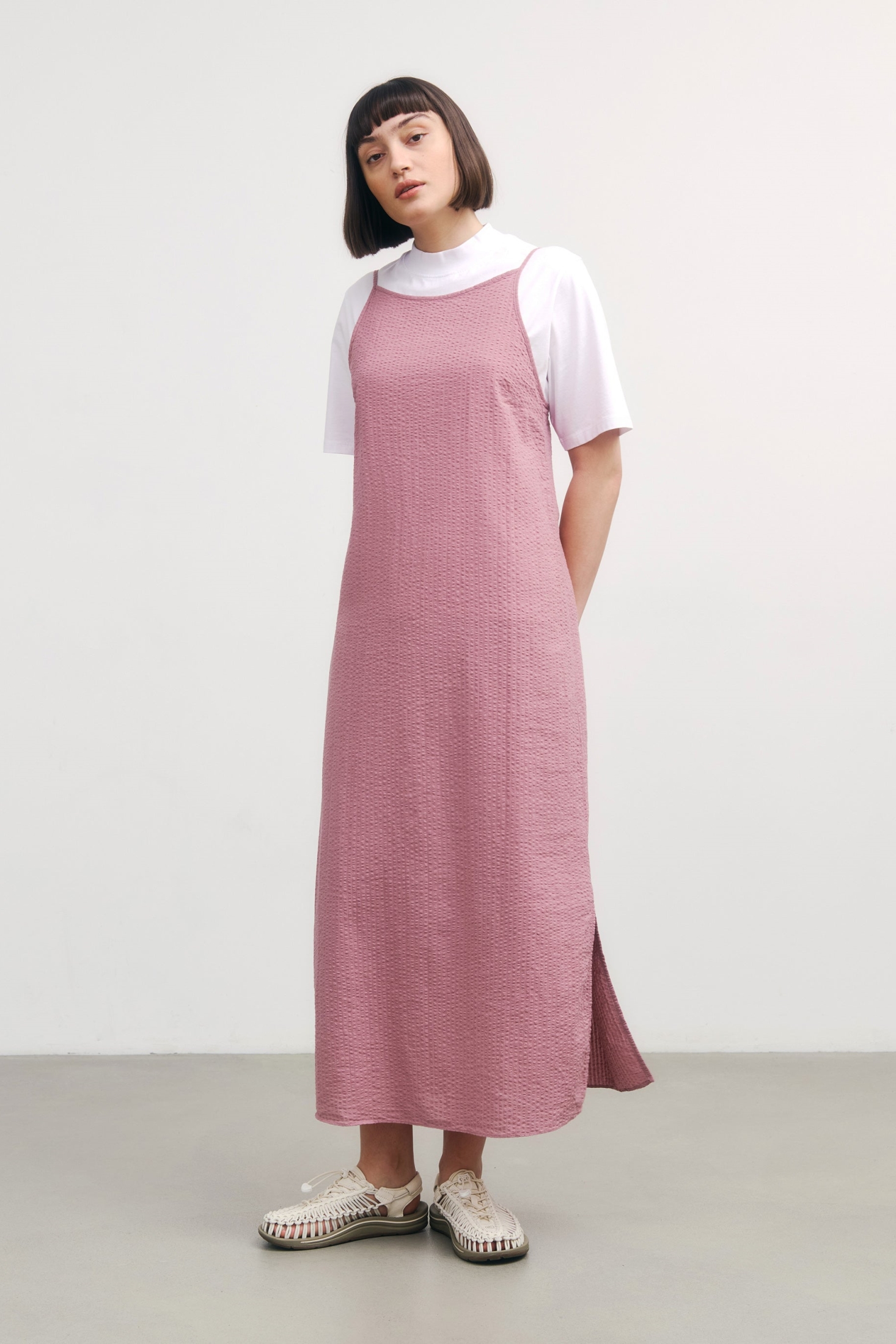 Image of Rotholz dames vegan Zomerjurk Roze Steen