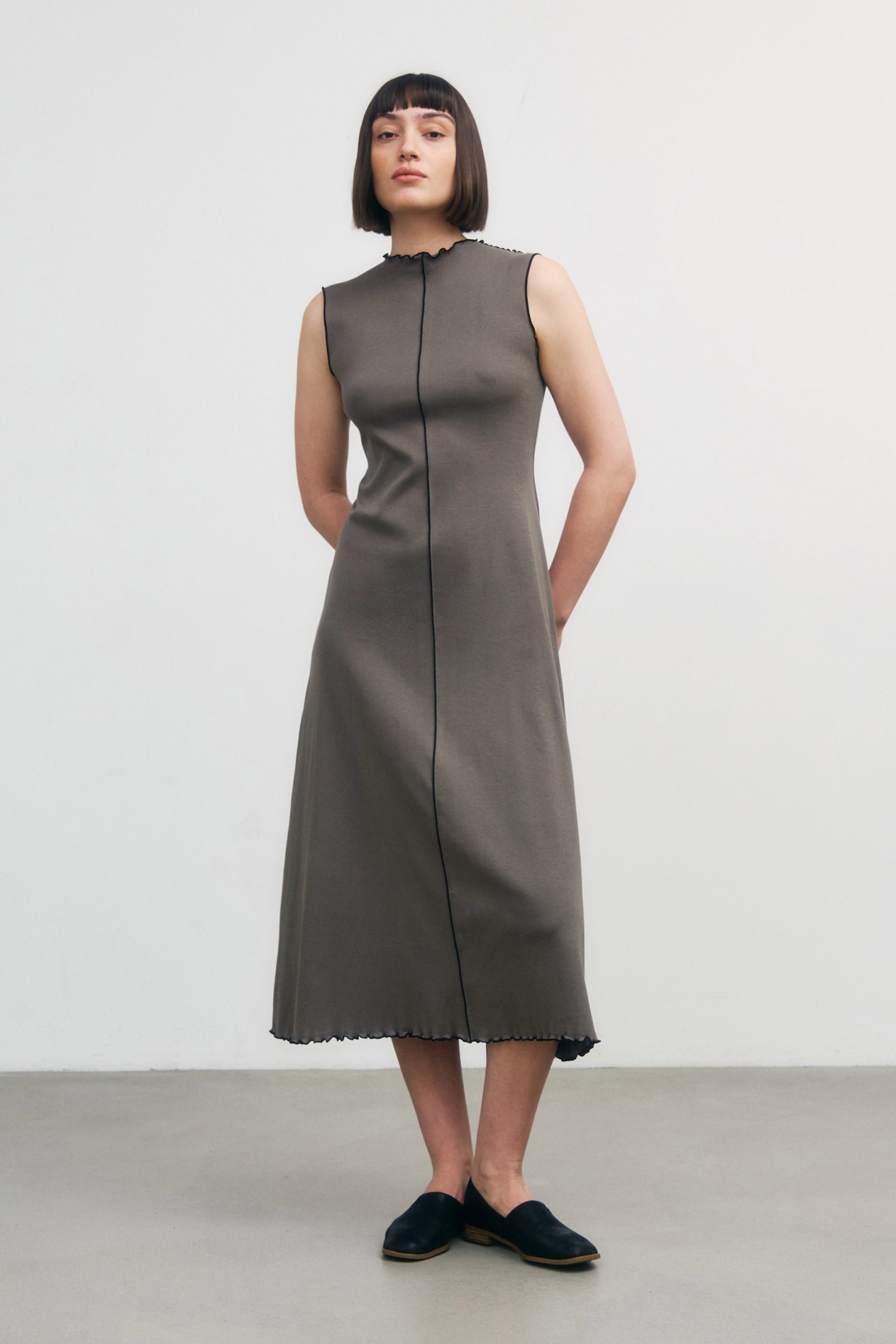Image of Rotholz dames vegan Jurk Met Plooien, Lichtgrijs