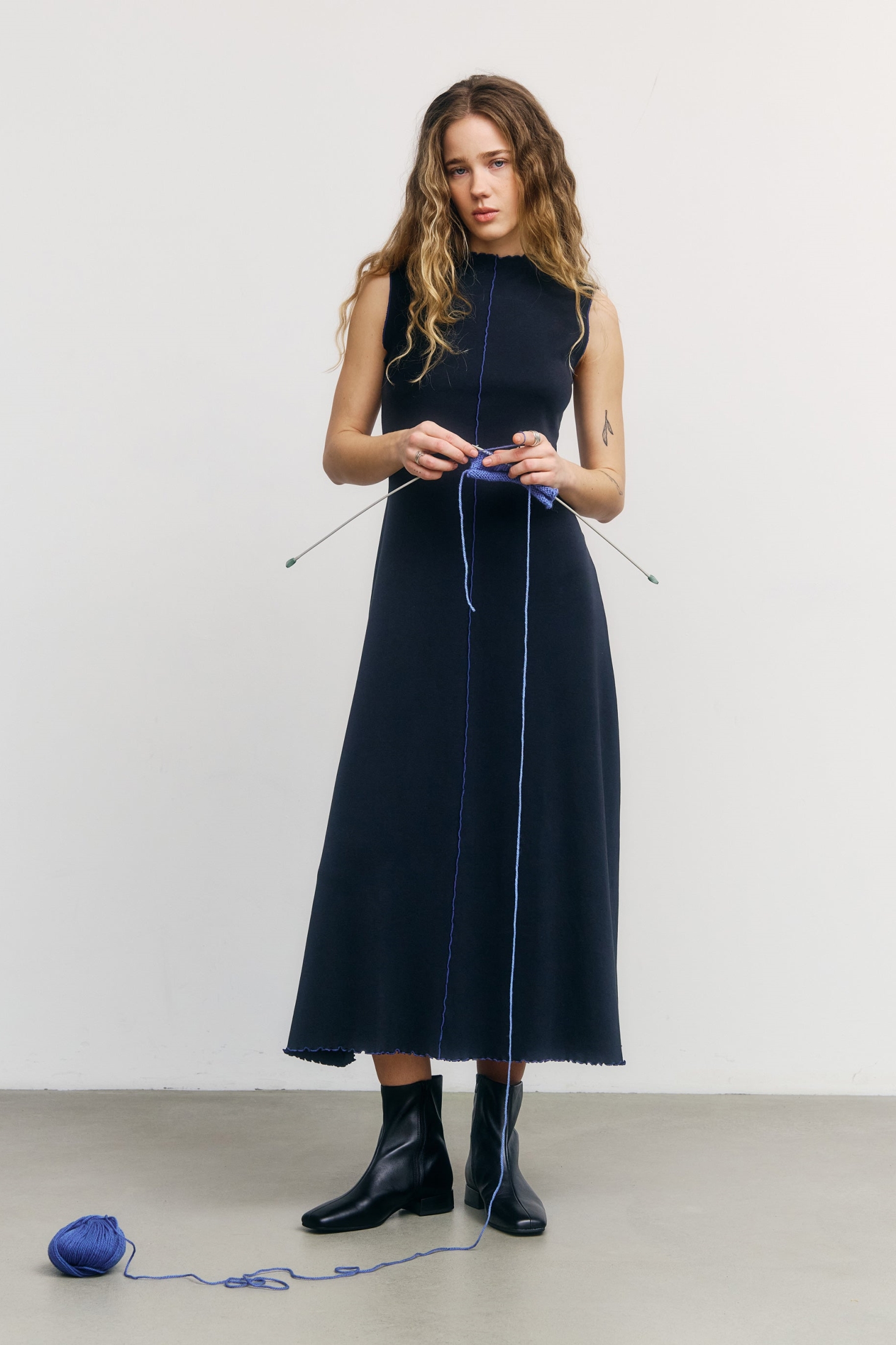 Image of Rotholz dames vegan Jurk Met Plooien, Echt Zwart