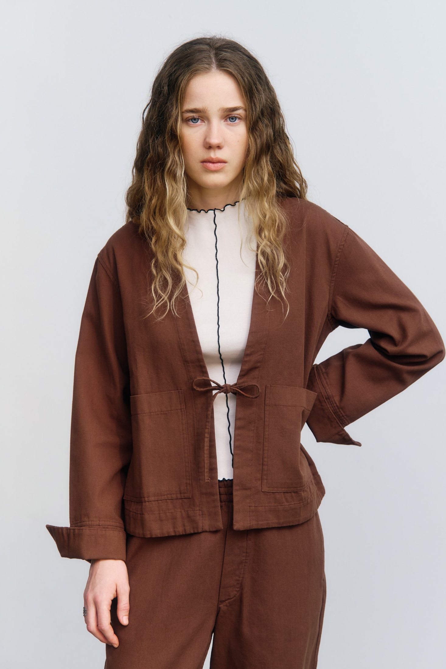 Image of Rotholz dames vegan Jas Kimono Hazel Brown