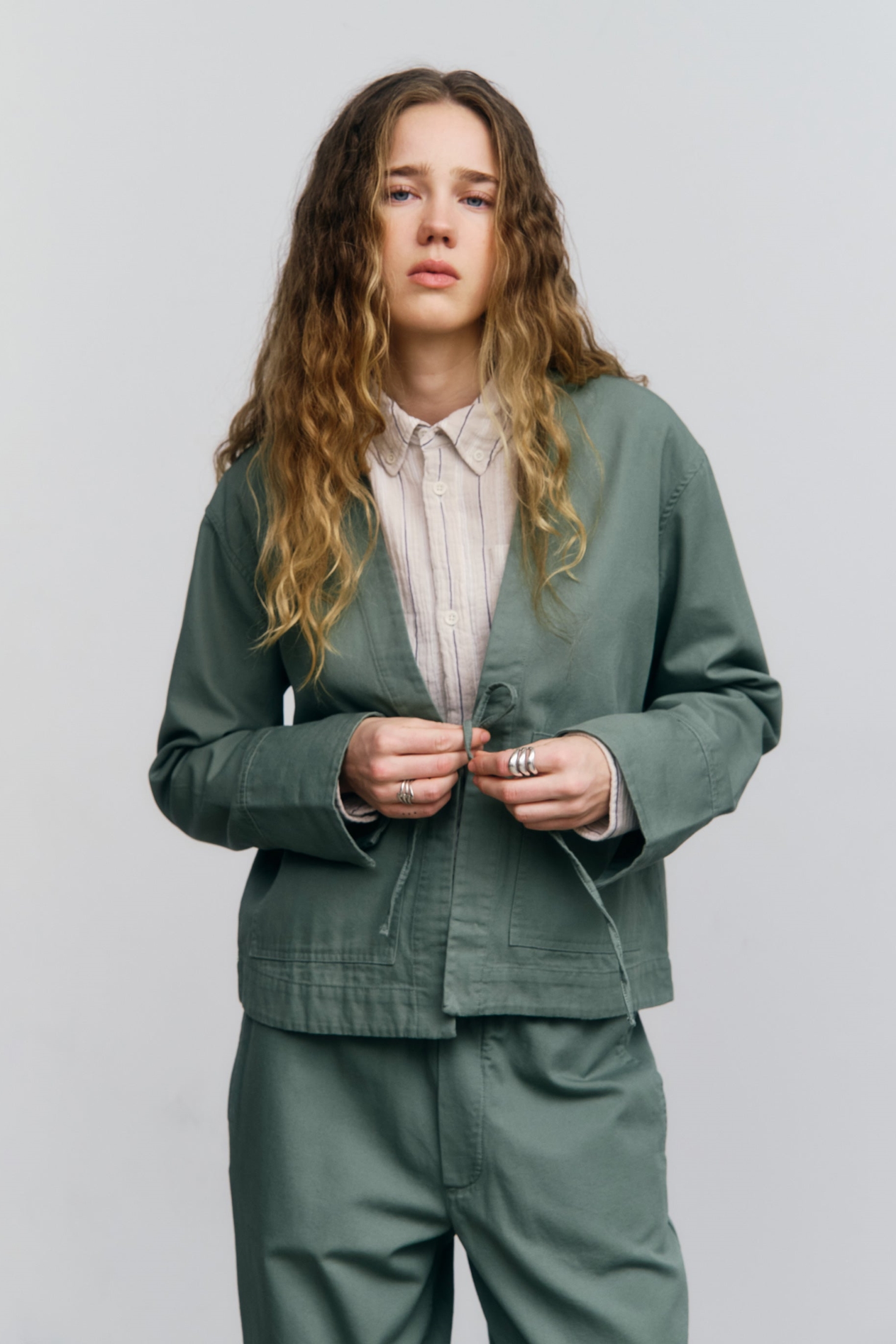 Image of Rotholz dames vegan Kimono-Jasje In Bladgroen