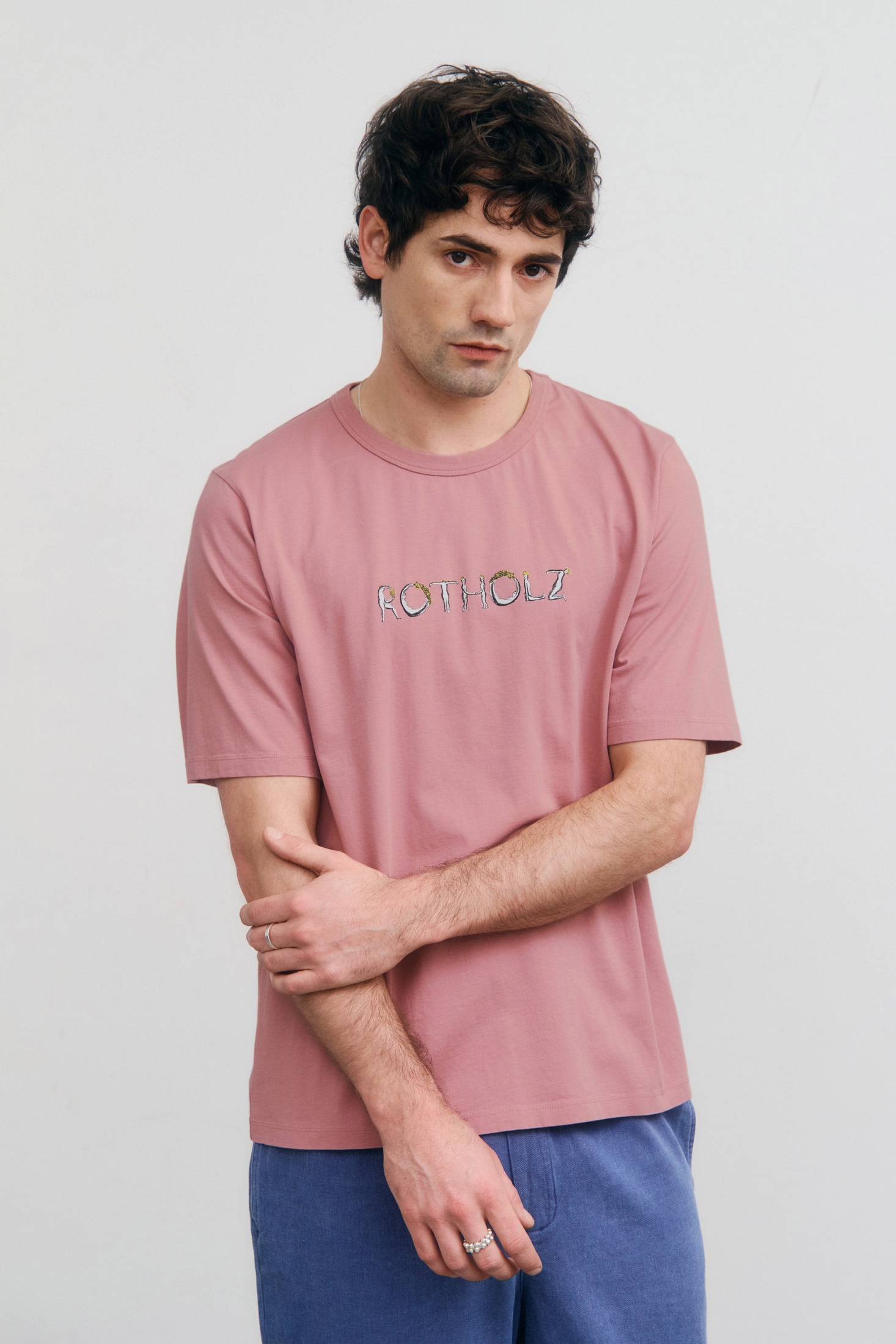 Rotholz men vegan T-Shirt Logo Stone Pink