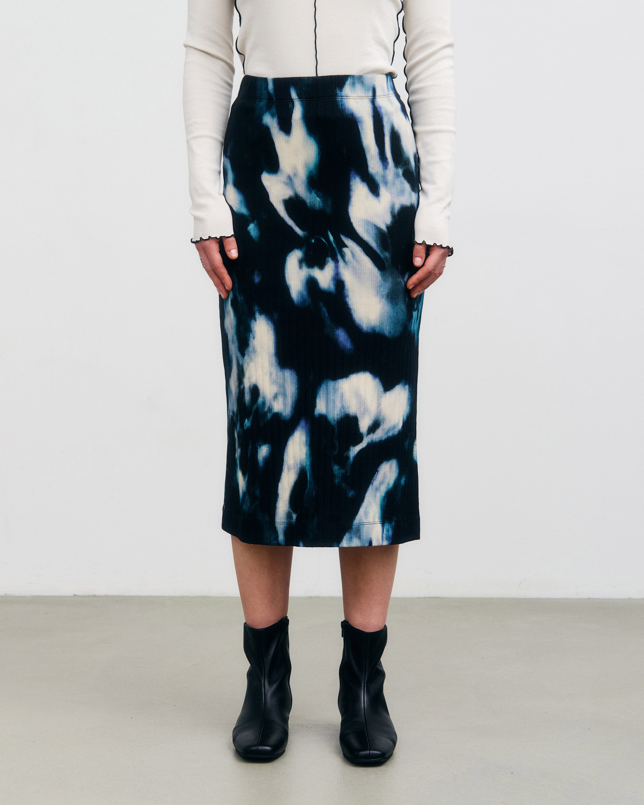 Rotholz womens vegan Skirt Ribbed Tie Dye True Black
