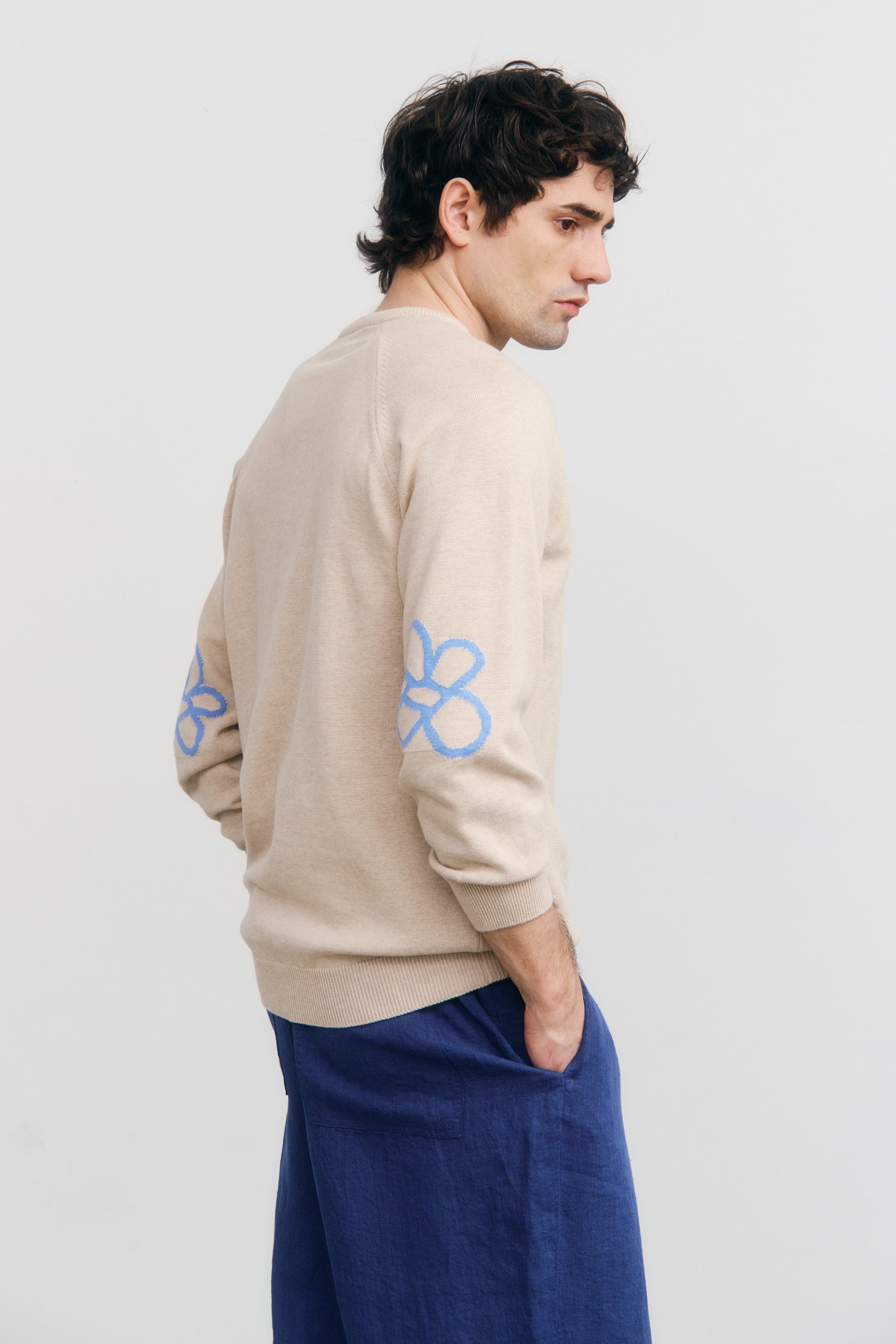 Image of Rotholz mannen vegan Gebreide Trui, Licht Beige