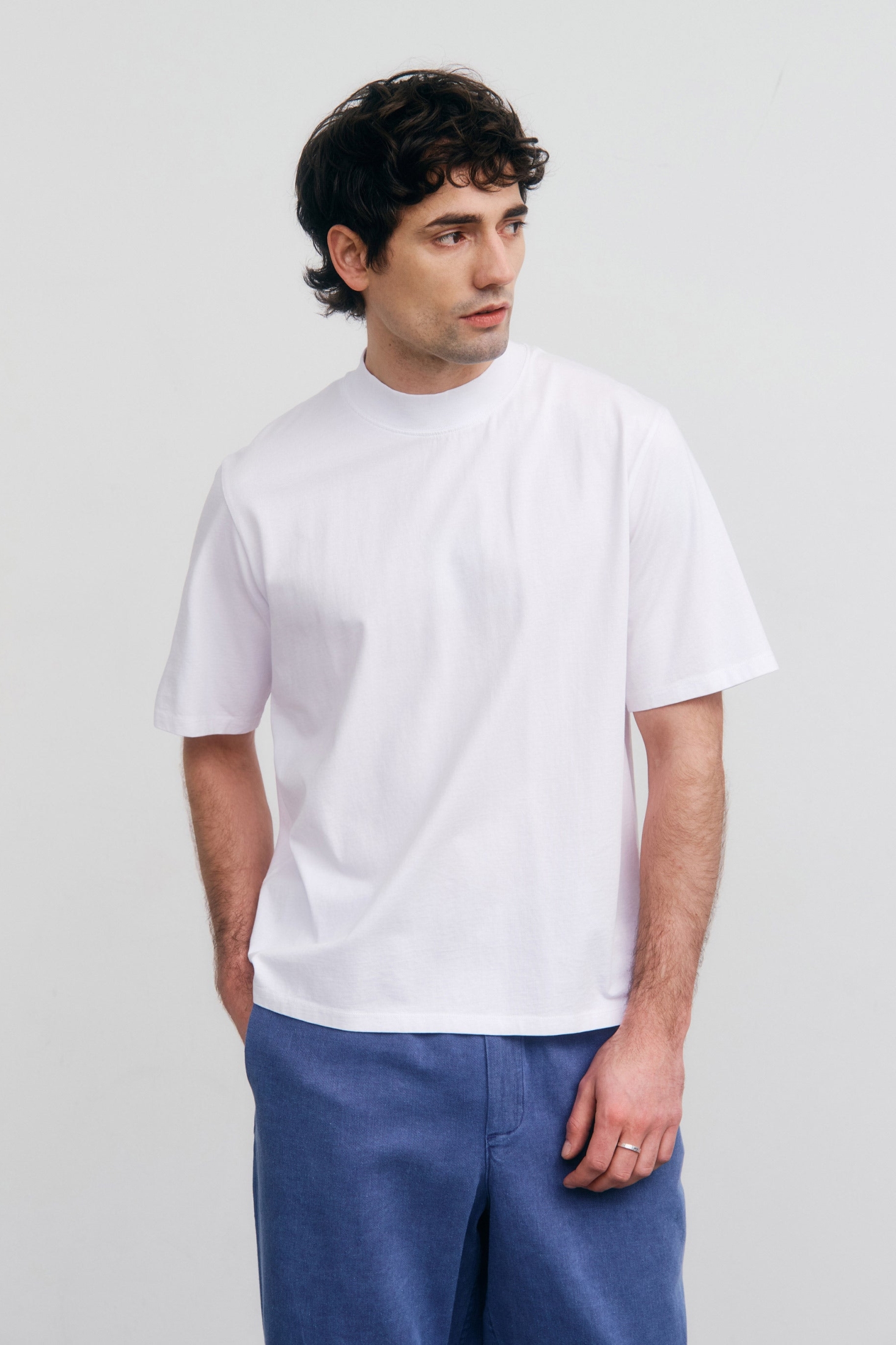 Rotholz men vegan T-Shirt Wide Collar Classic White