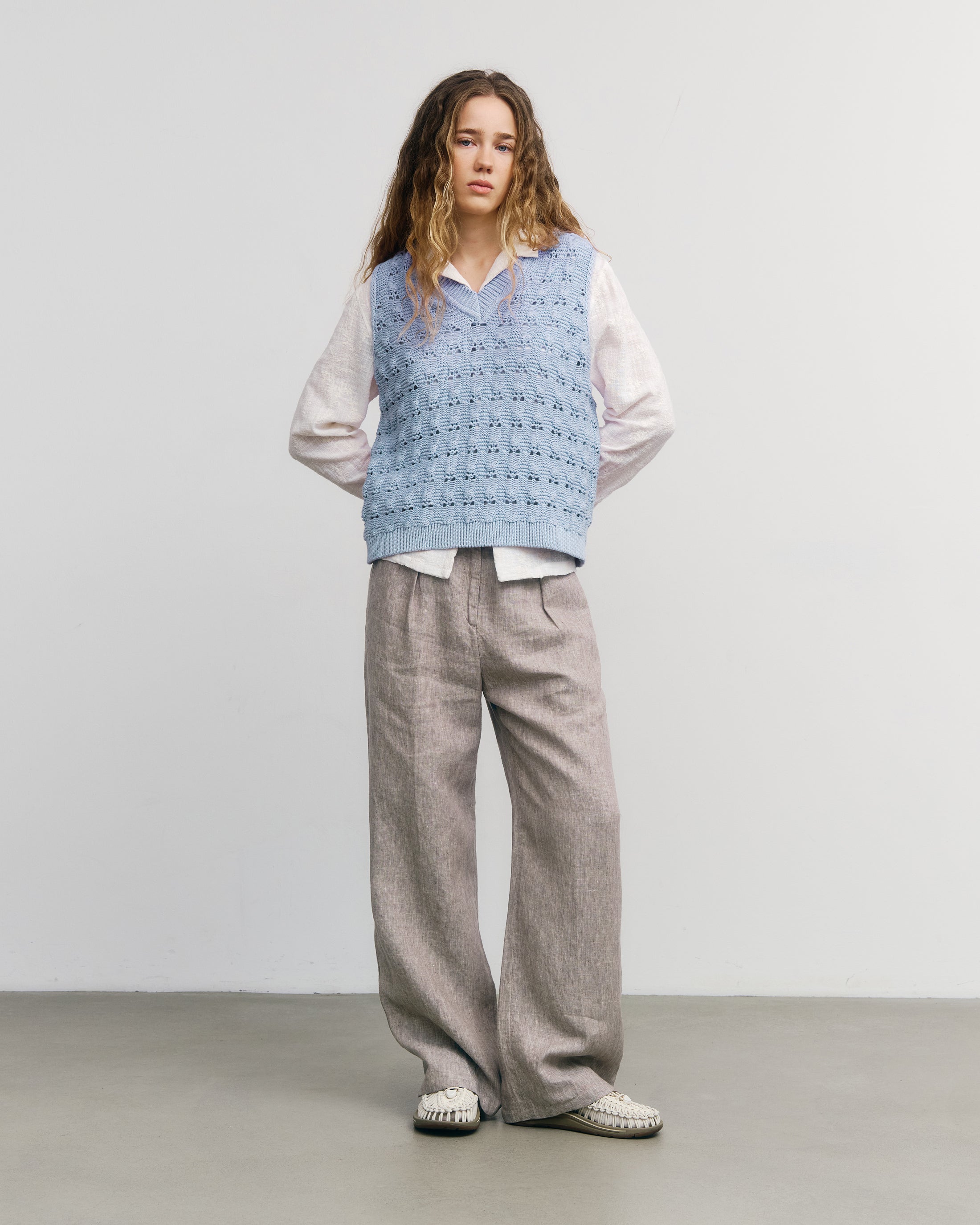 Rotholz womens vegan Knit Vest Wide Soft Blue