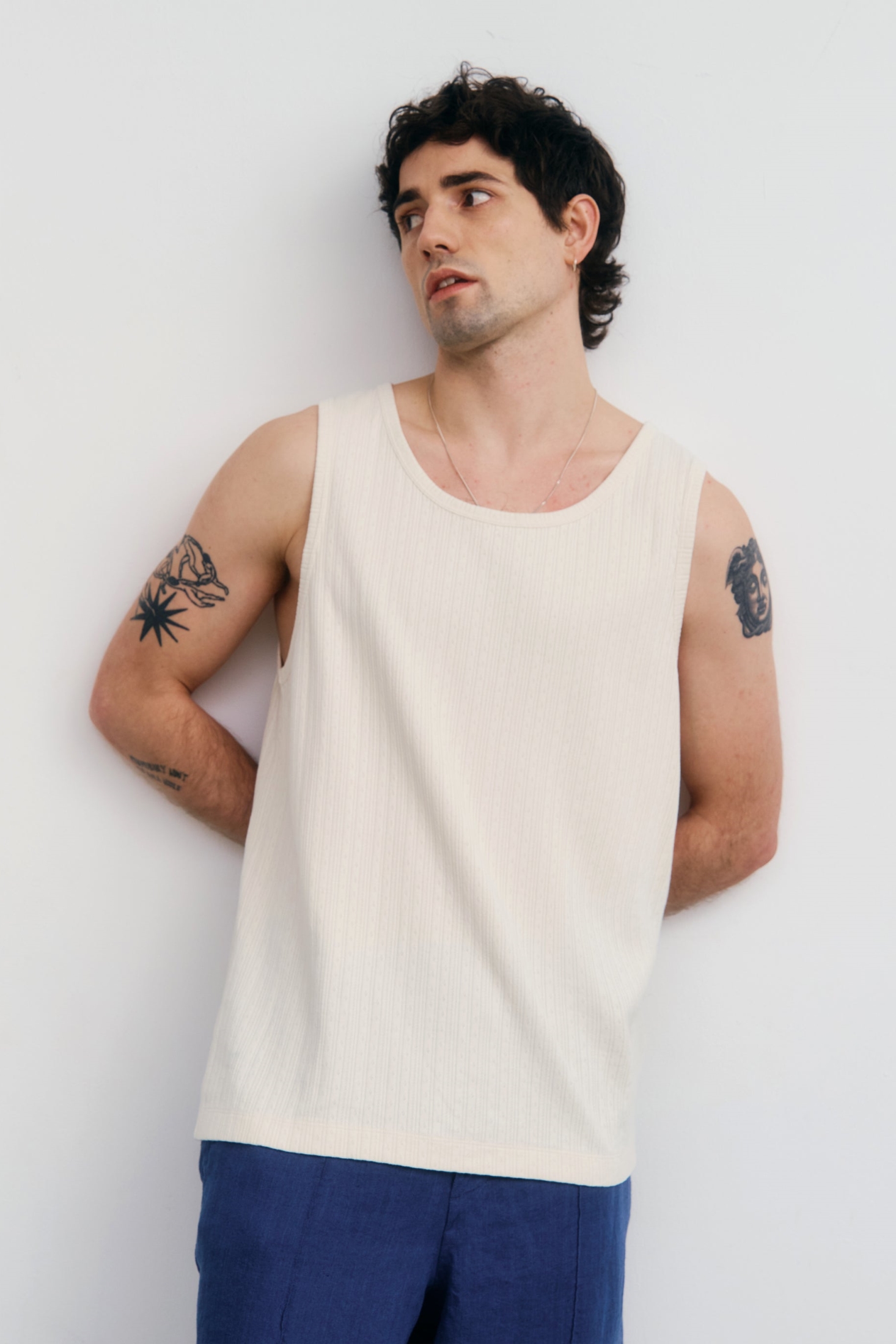 Image of Rotholz mannen vegan Geribbelde Tanktop In Wit