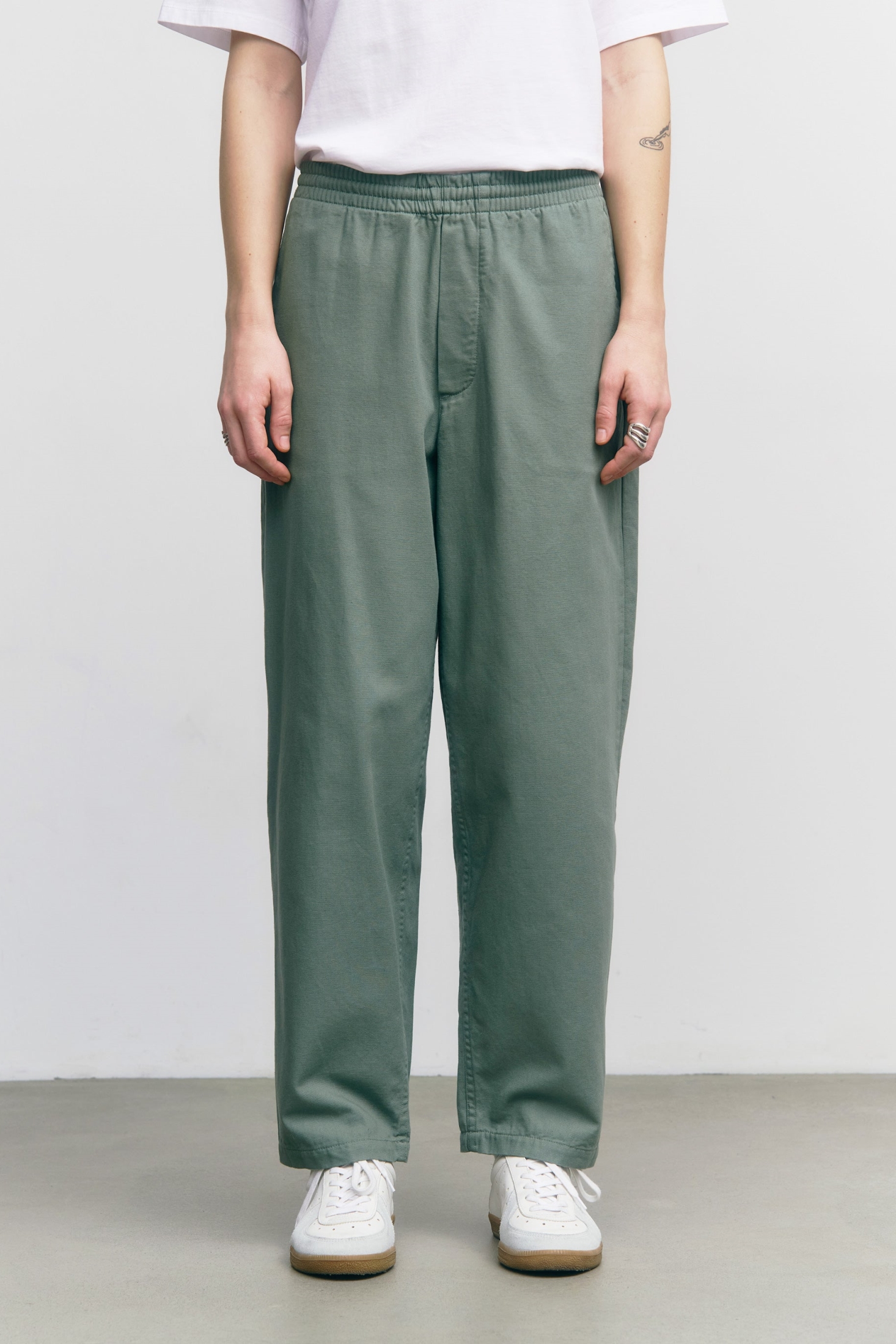Image of Rotholz dames vegan Broek Met Wijde Pijpen, Bladgroen