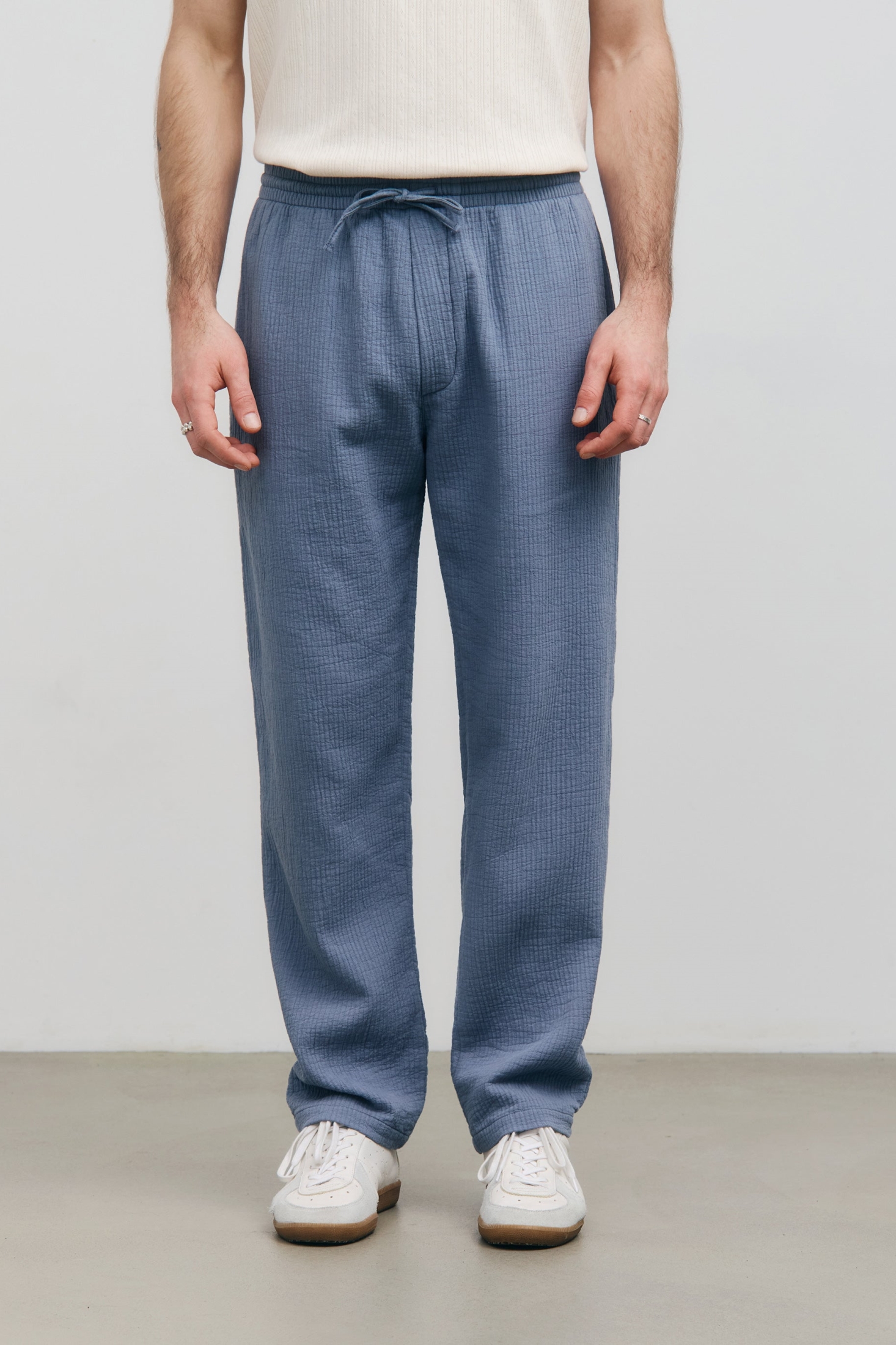 Image of Rotholz mannen vegan Broek Met Krijtstreepjes, Steenblauw