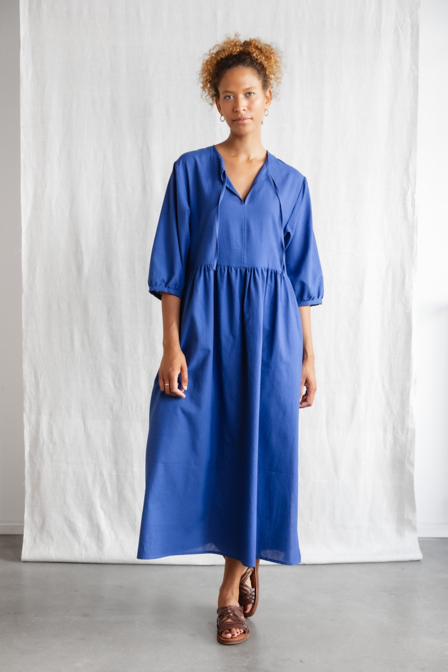 Image of Jyoti Fair Works dames vegan Jurk Paudali Kobaltblauw