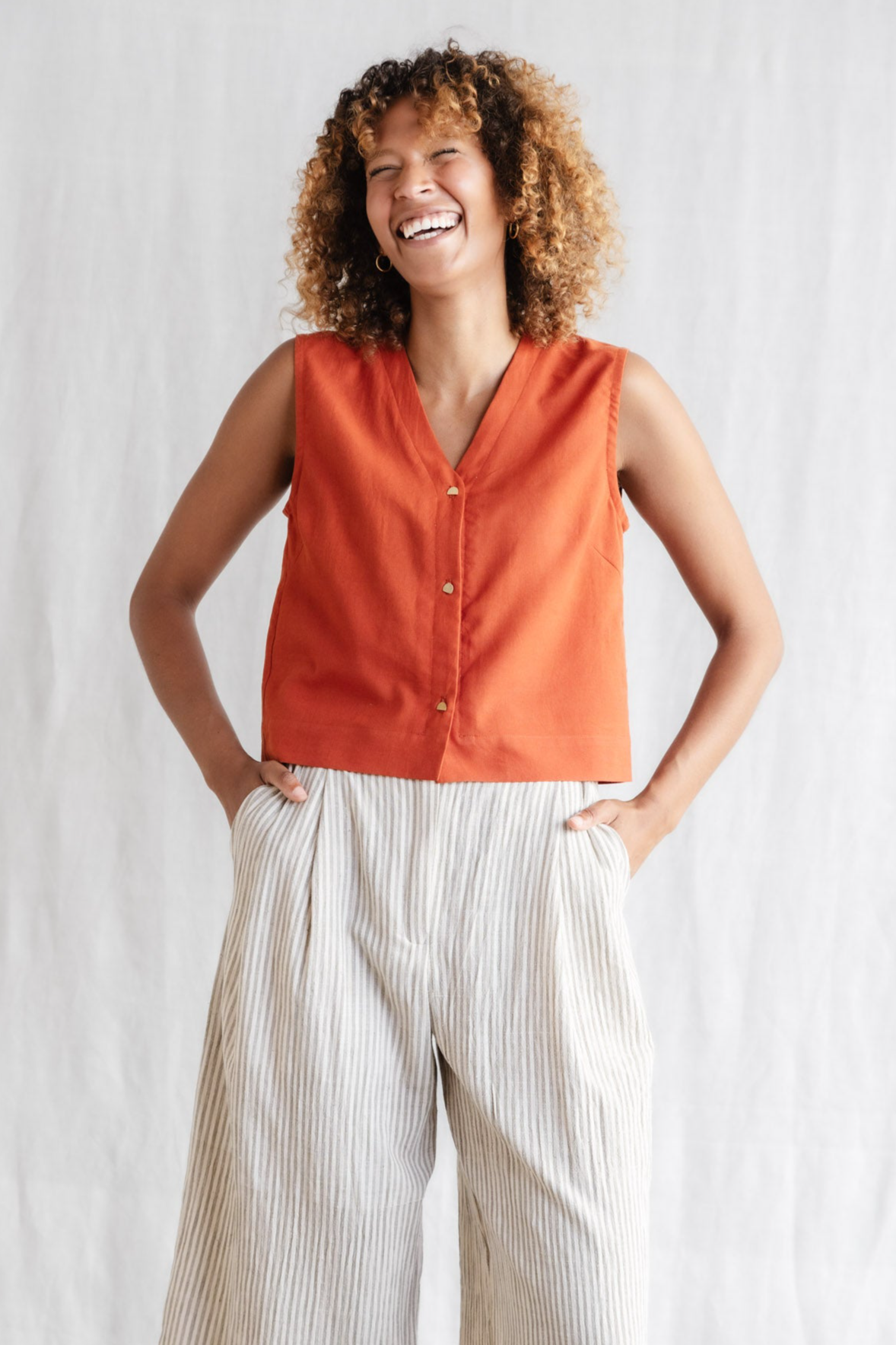 Image of Jyoti Fair Works dames vegan Top Chatania Terracotta