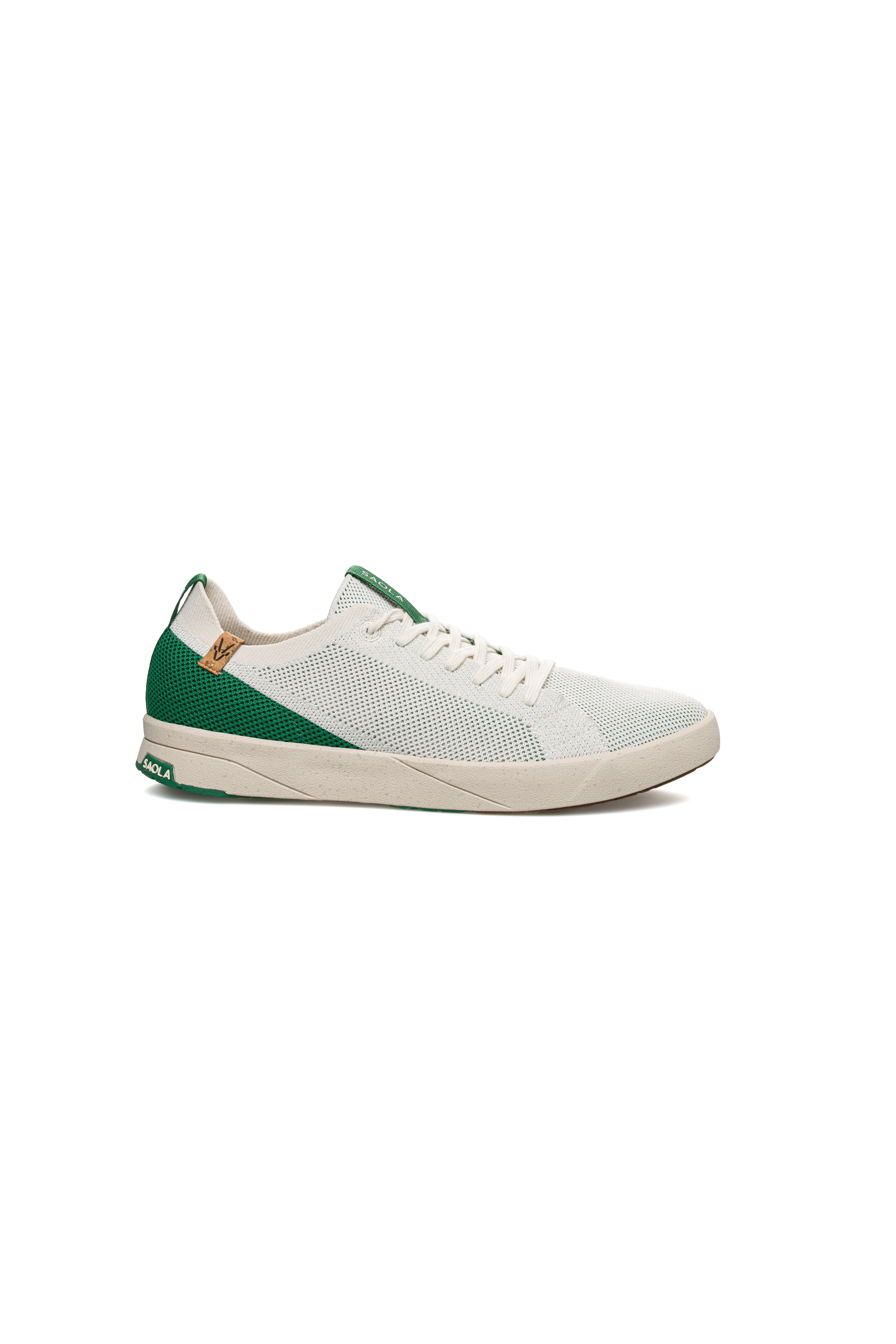 Image of SAOLA mannen vegan Sneakers Voor Heren Cannon Knit 2.0 Wit/Bosgroen