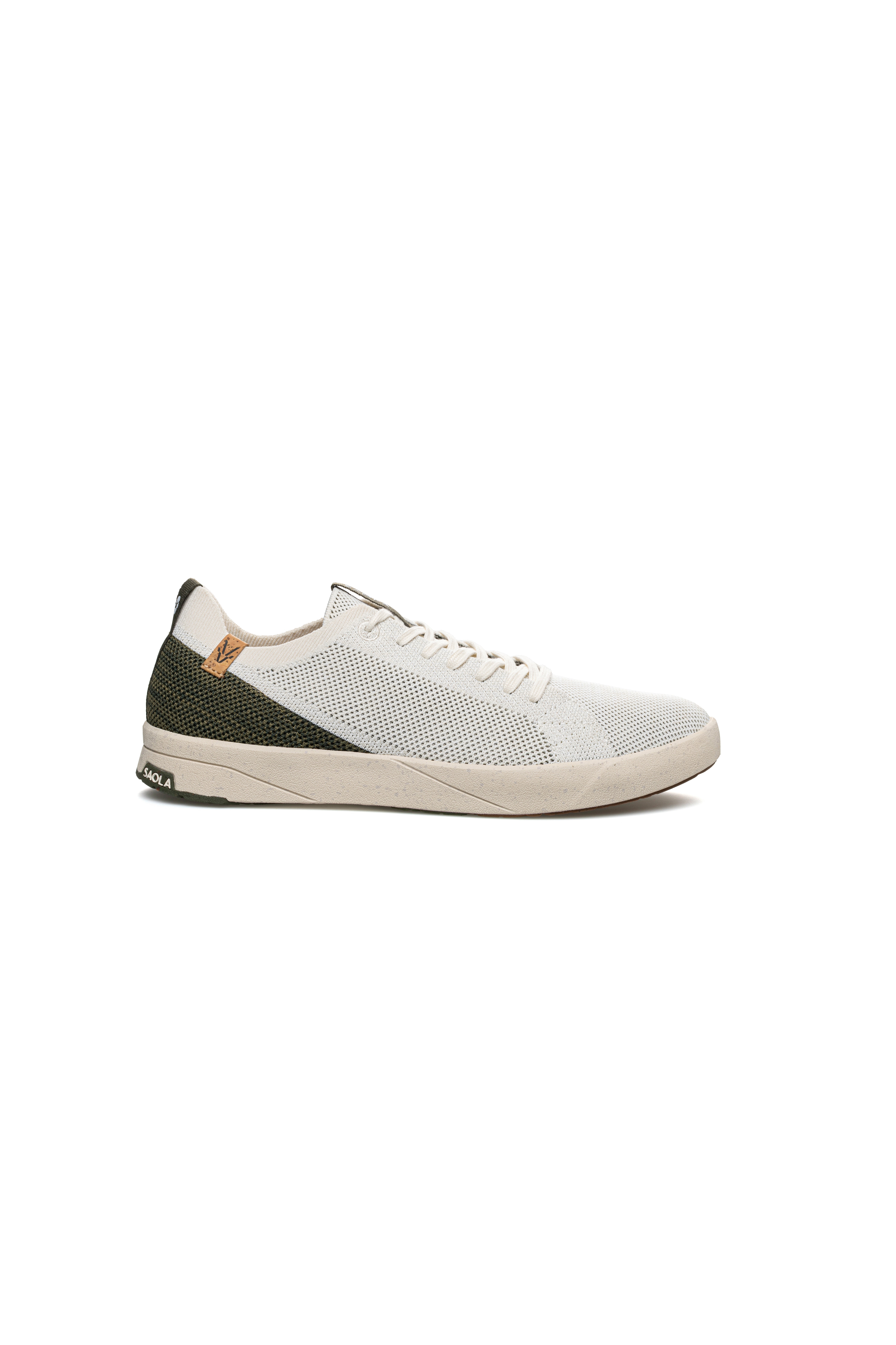 Image of SAOLA mannen vegan Sneakers Voor Heren Cannon Knit 2.0 Wit/Olijf