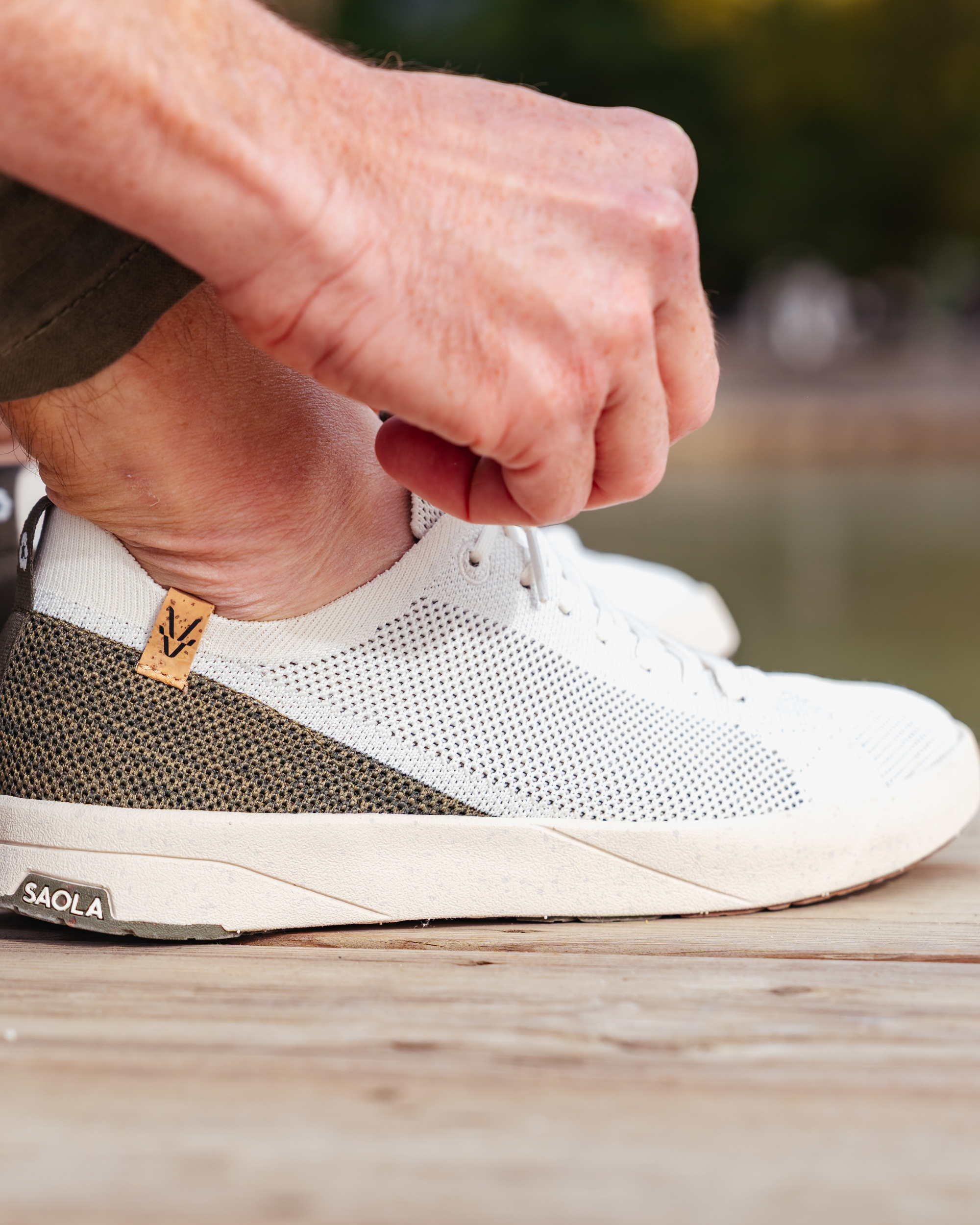 SAOLA men vegan Sneakers Men Cannon Knit 2.0 White/Olive