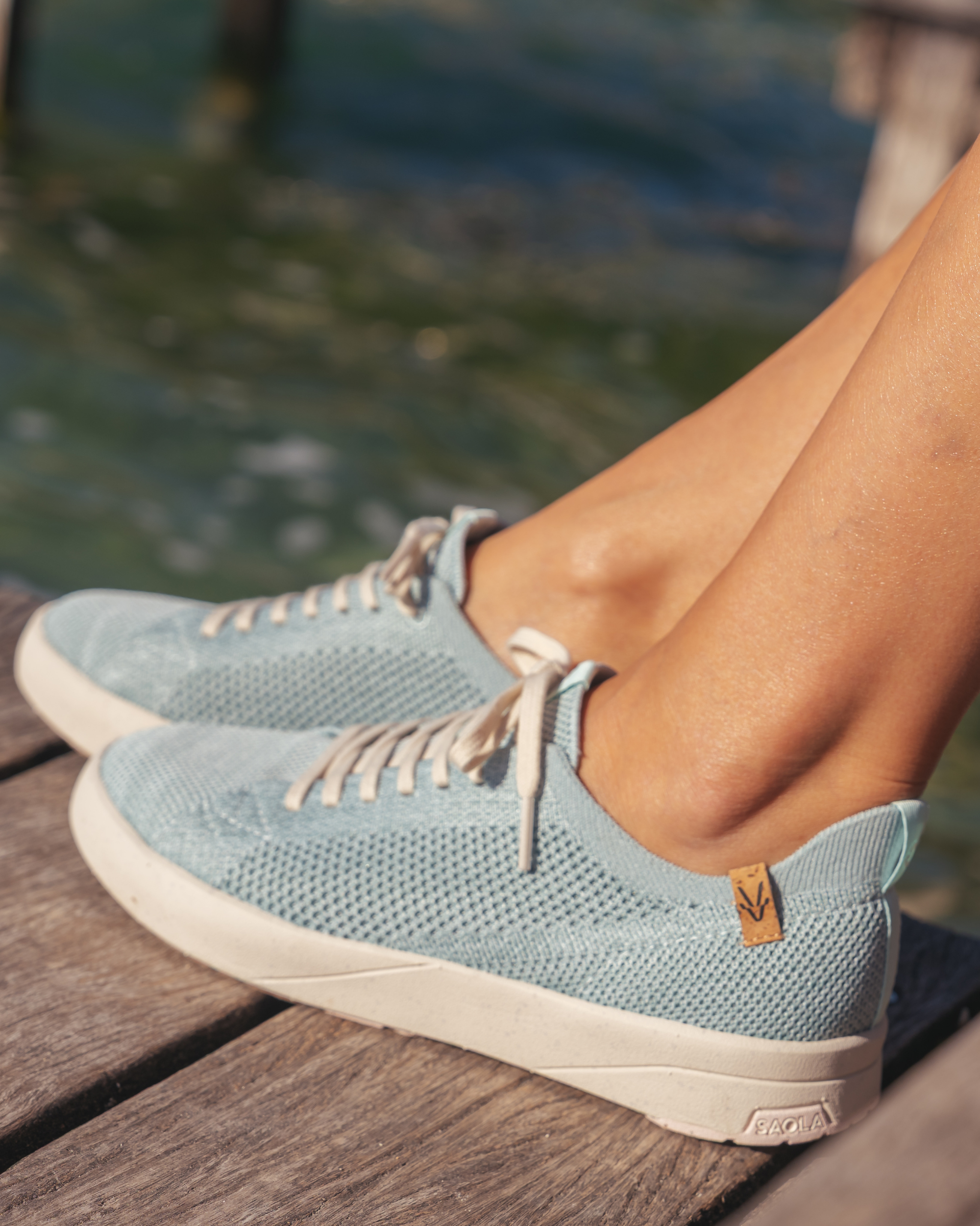 SAOLA womens vegan Sneakers Women Cannon Knit 2.0 Pale Blue