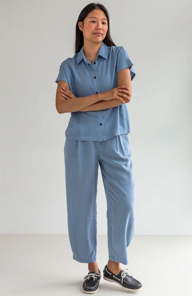 TWOTHIRDS womens vegan Blouse Cannes Denim Blue